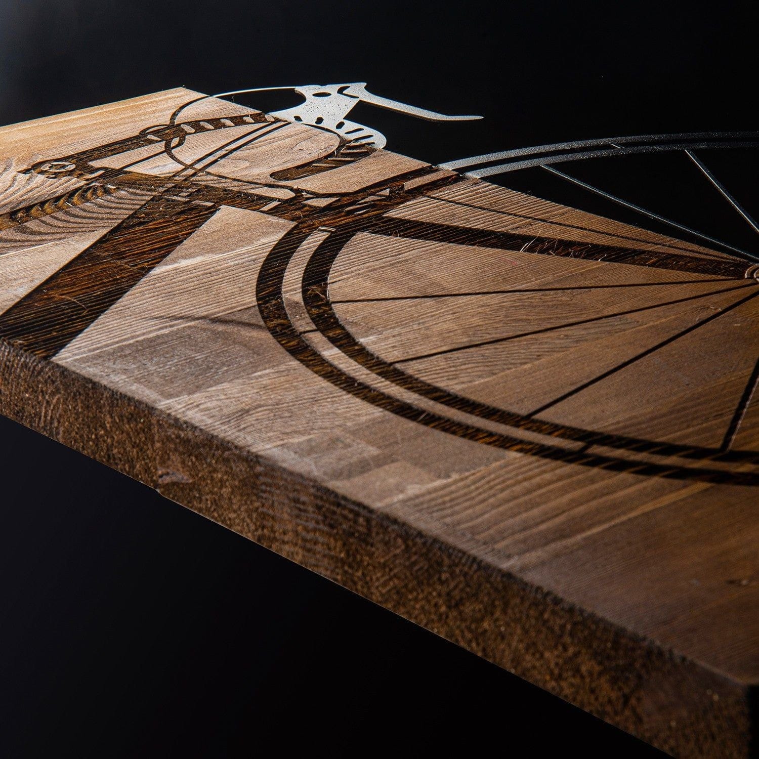Decoratiune perete, nuc/negru, lemn/metal, 40x58 cm
