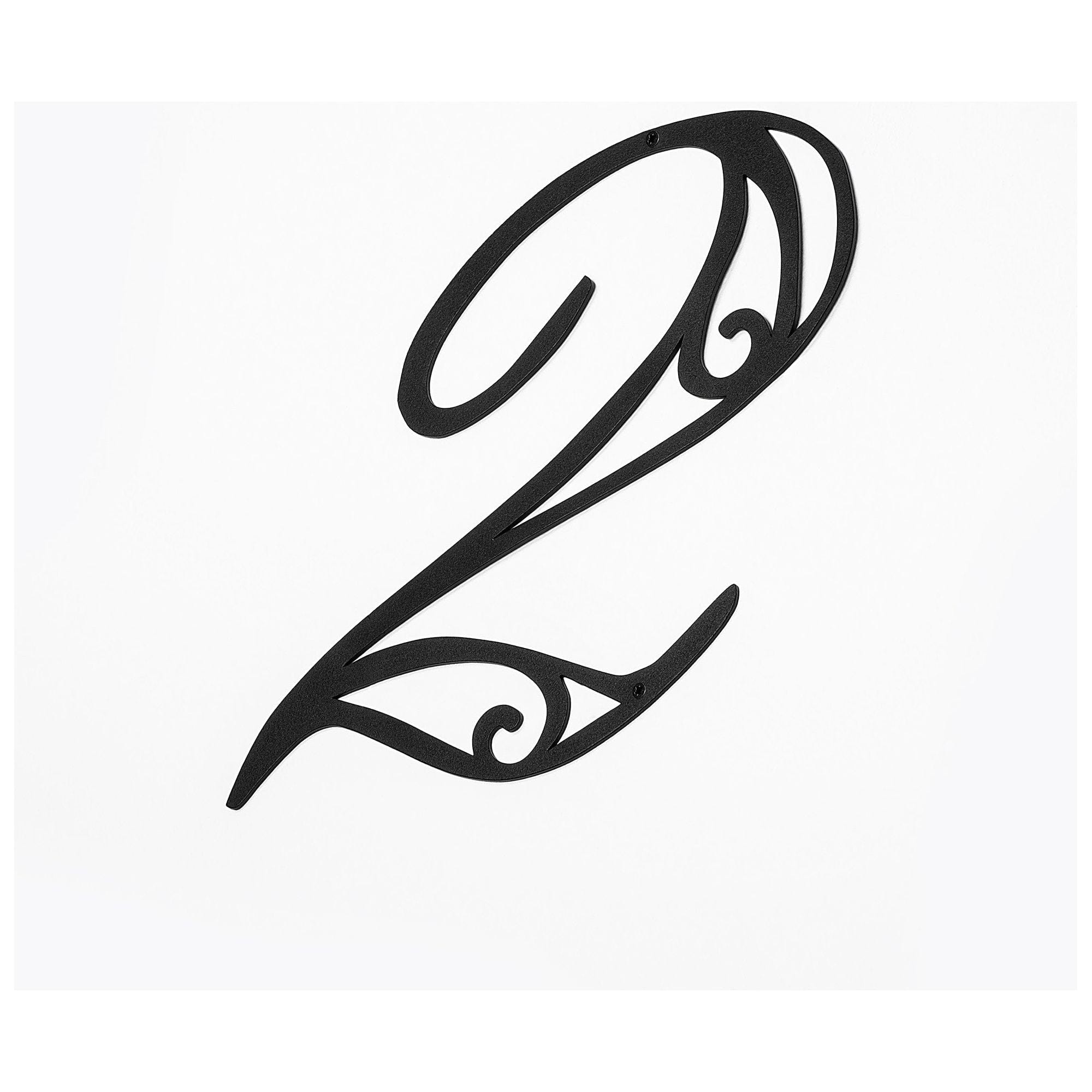 Decoratiune perete NUMBER 2, negru, metal, 21x22 cm