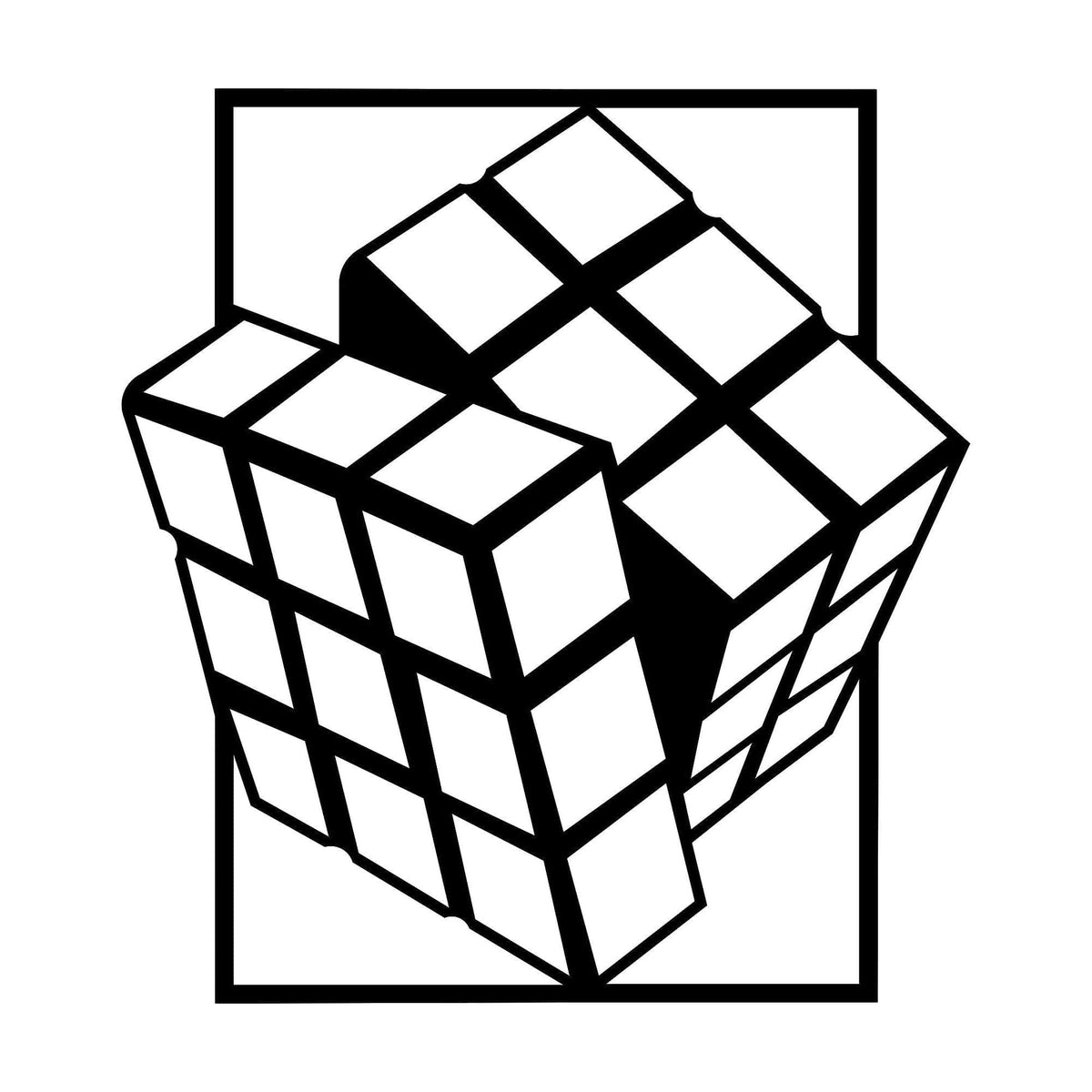 Decoratiune perete RUBIK'S CUBE, negru, metal, 64x69 cm