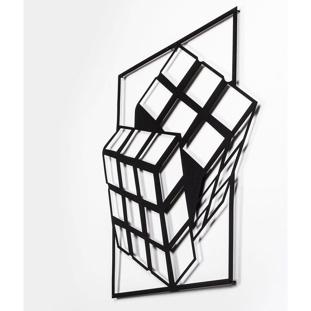 Decoratiune perete RUBIK'S CUBE, negru, metal, 64x69 cm