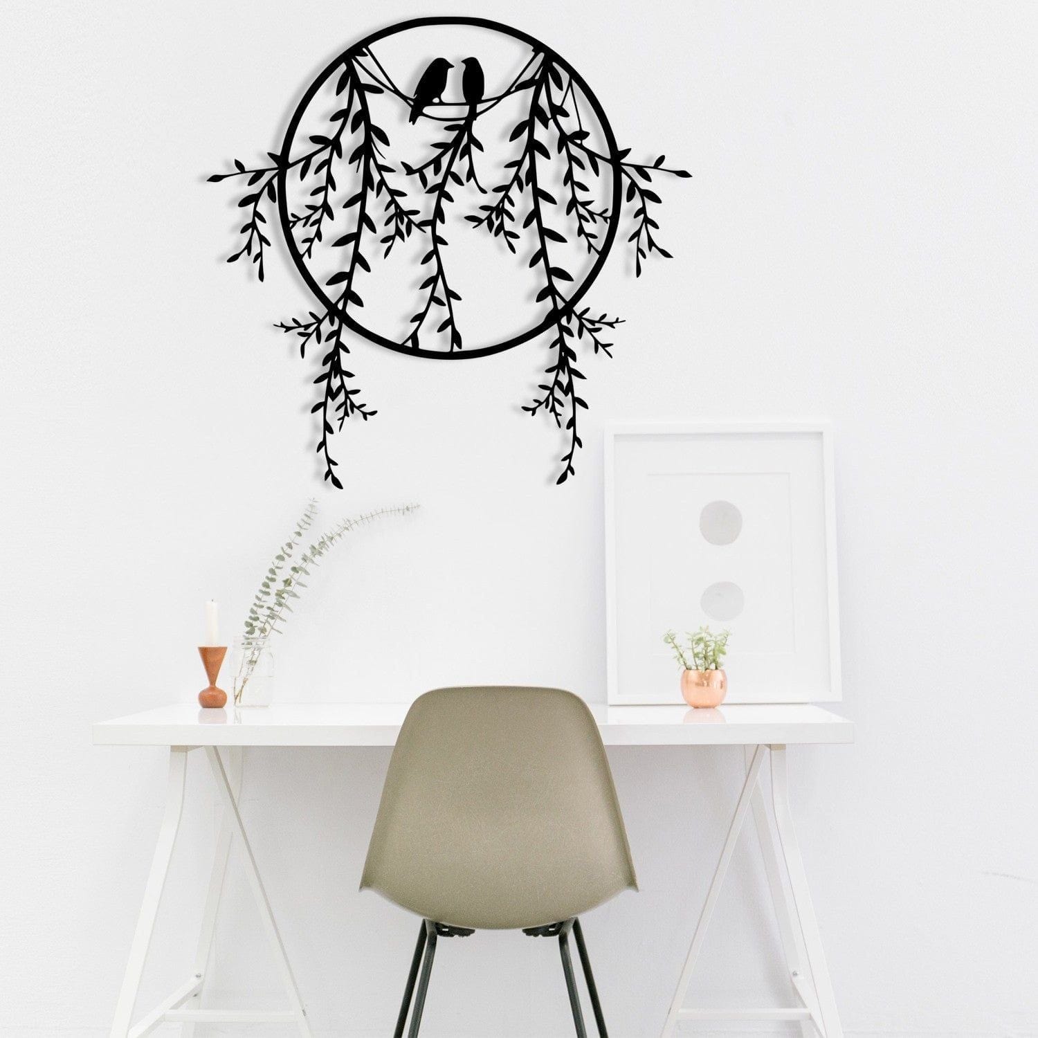 Decoratiune perete SIRAYET, negru, metalic, 45x44 cm