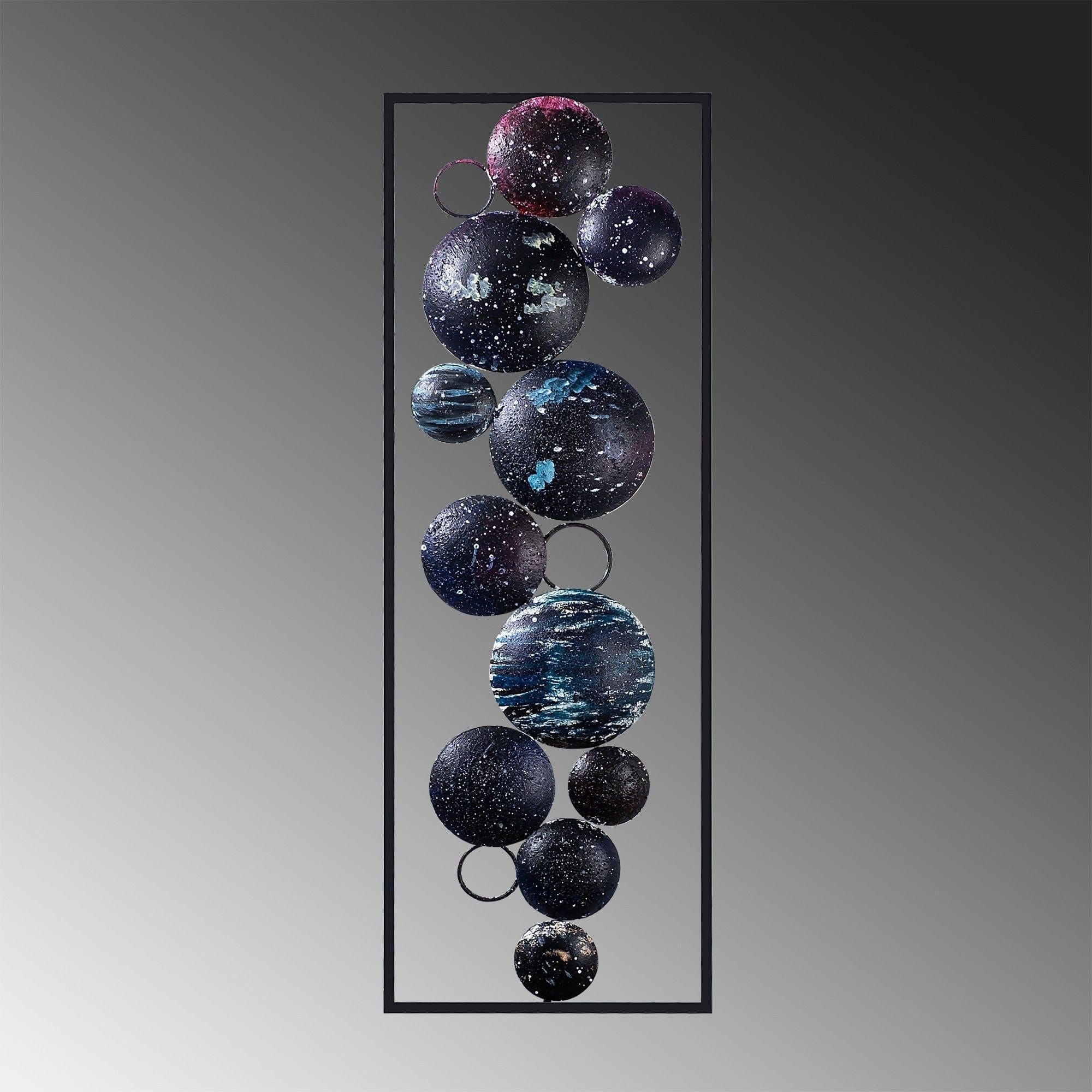 Decoratiune perete SPACE, albastru inchis, metal, 32x90 cm