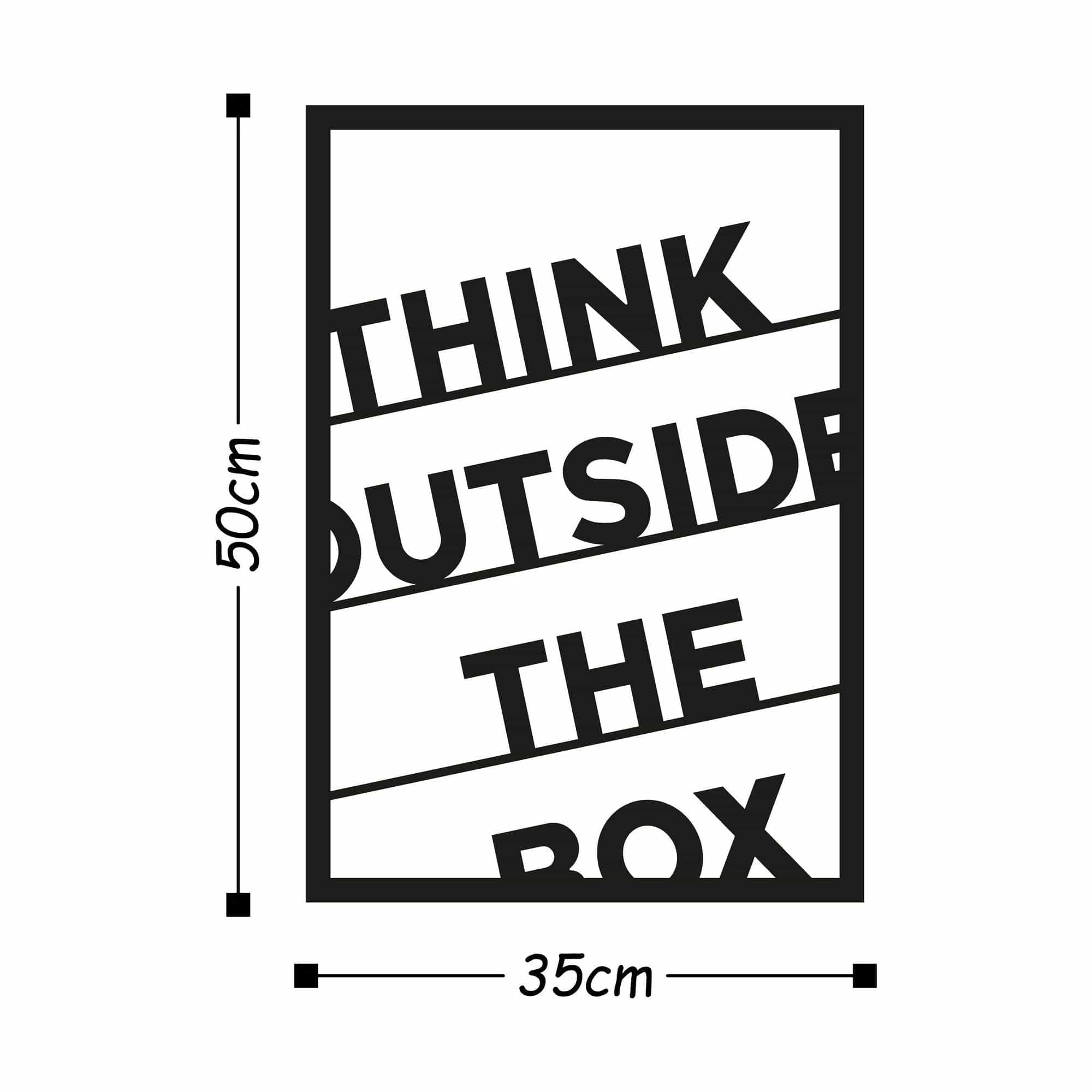 Decoratiune perete THINK OUT THE BOX, negru, metal, 35x50 cm