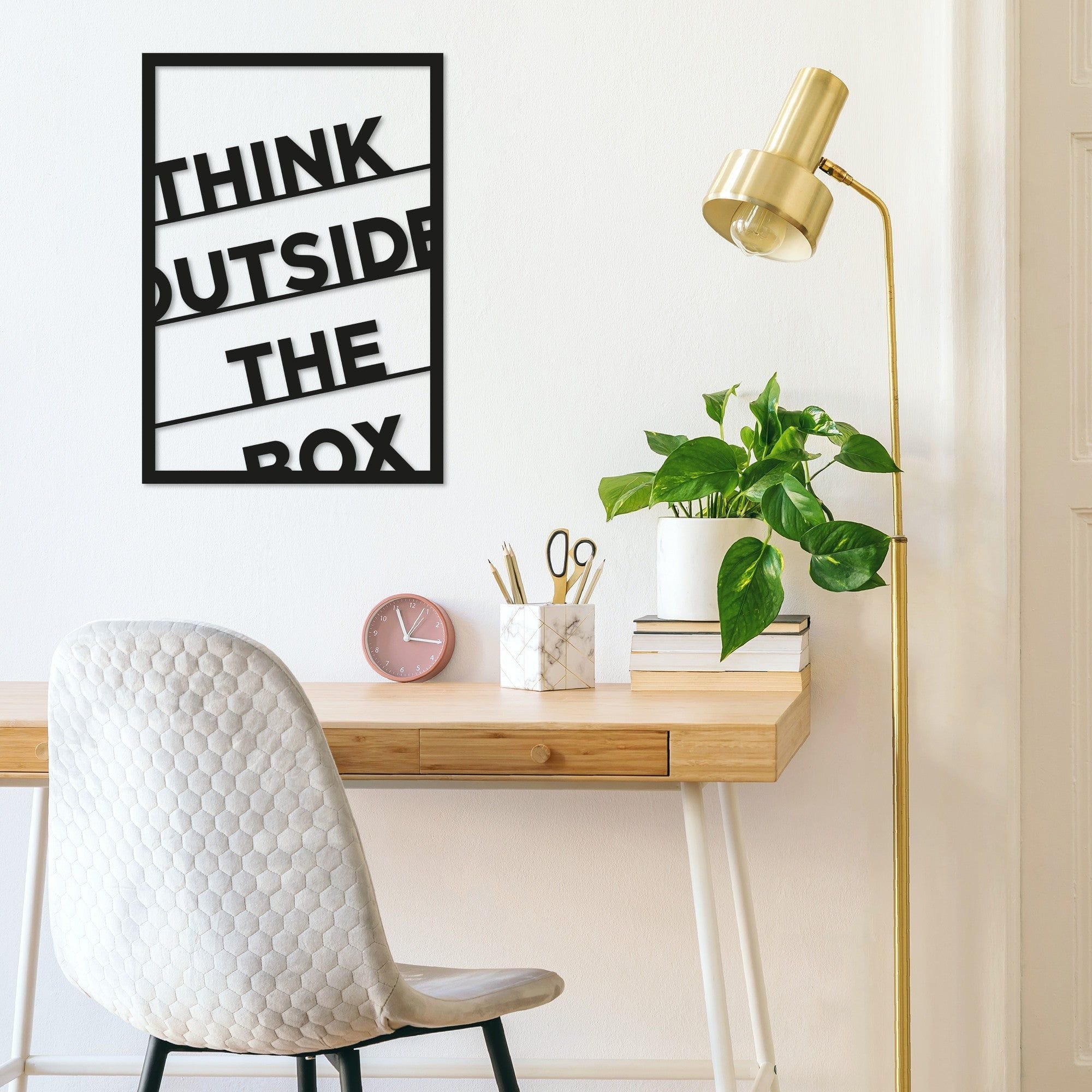 Decoratiune perete THINK OUT THE BOX, negru, metal, 35x50 cm