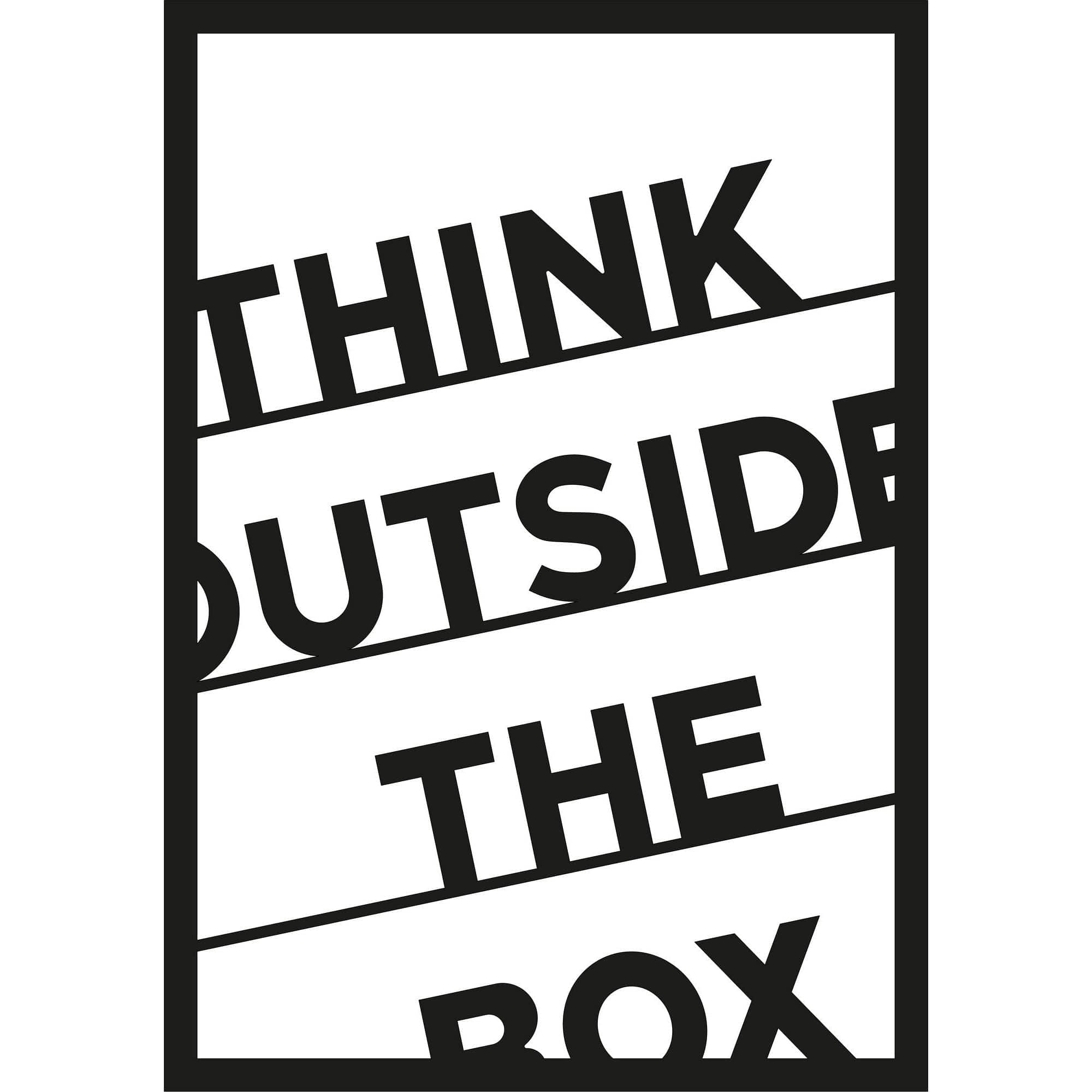 Decoratiune perete THINK OUT THE BOX, negru, metal, 35x50 cm