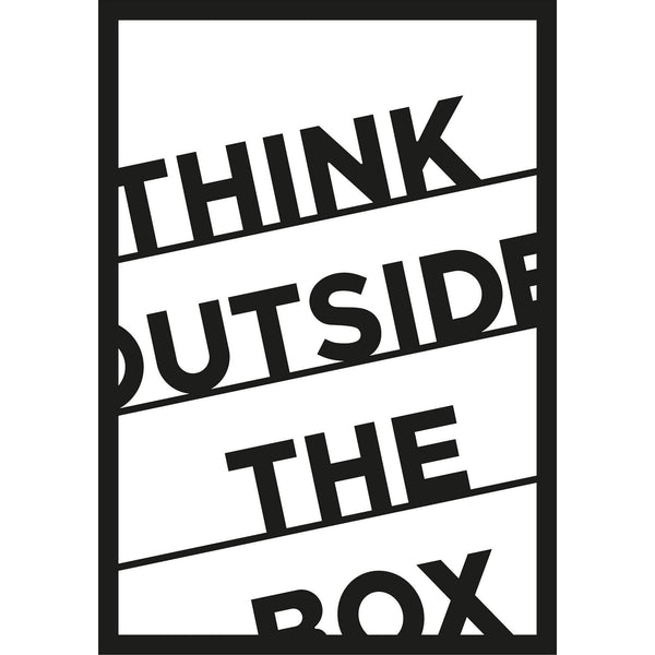 Decoratiune perete THINK OUT THE BOX, negru, metal, 35x50 cm