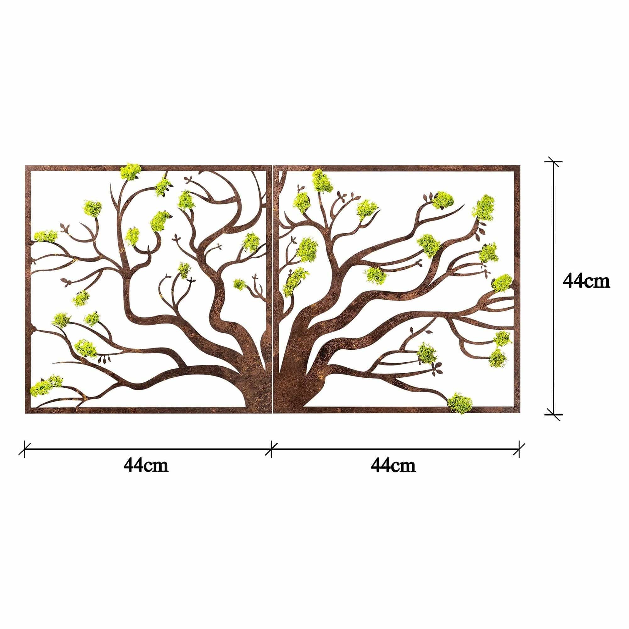 Decoratiune perete TREE 1, maro/verde, 88x1x44 cm