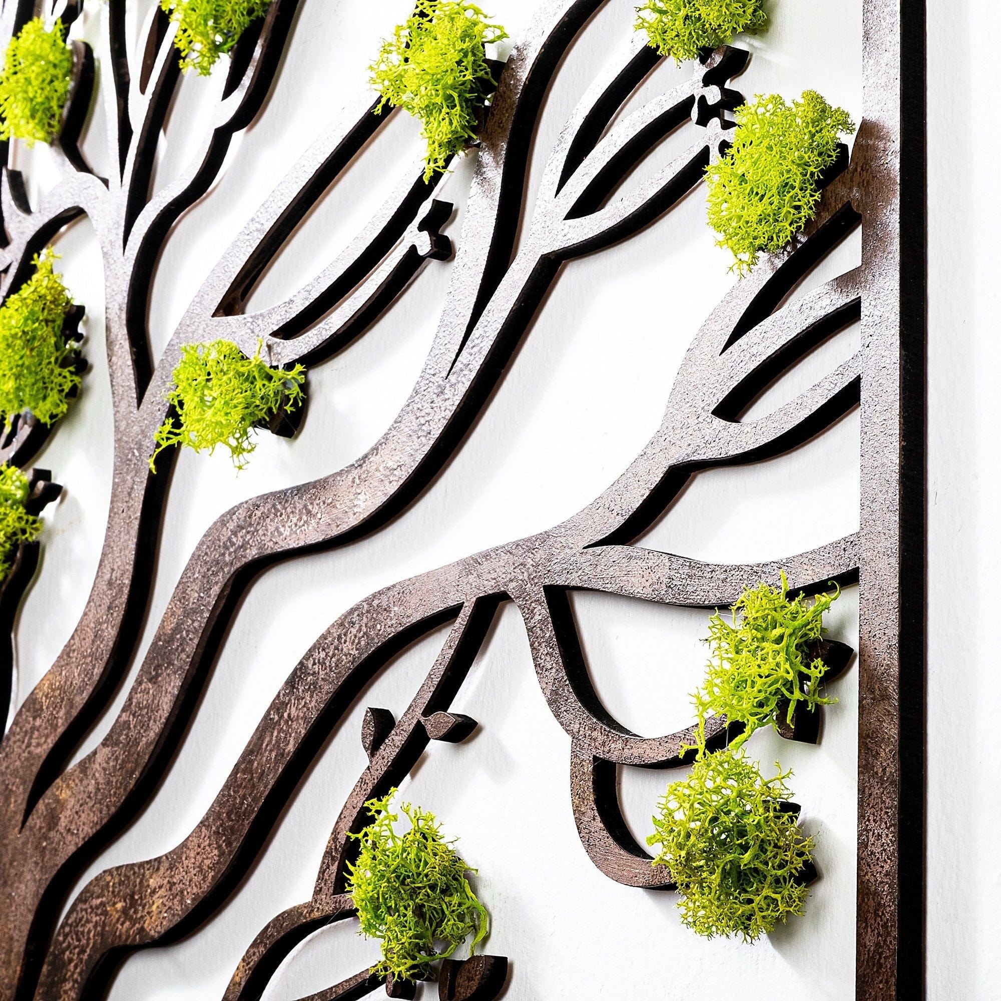 Decoratiune perete TREE 1, maro/verde, 88x1x44 cm
