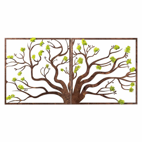 Decoratiune perete TREE 1, maro/verde, 88x1x44 cm