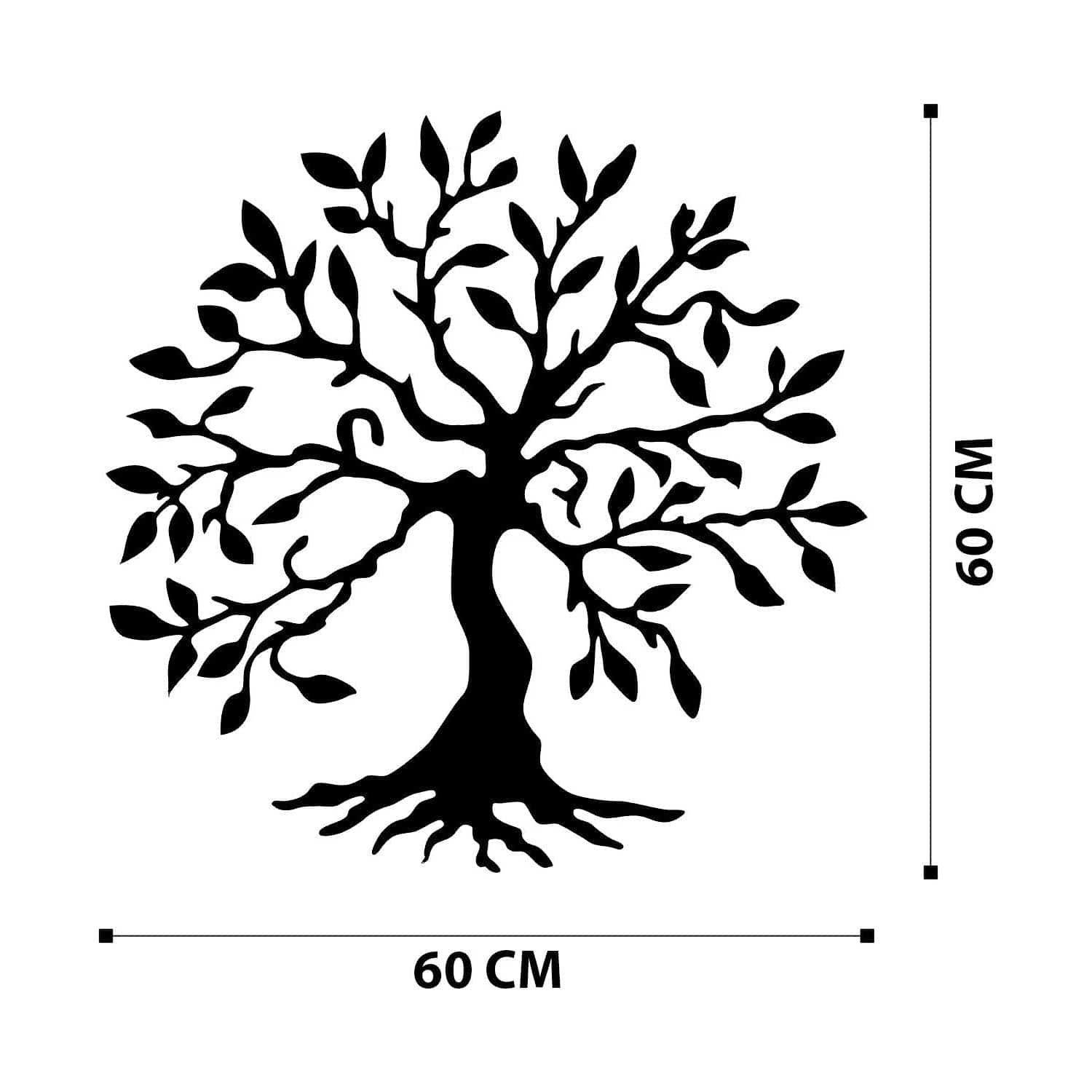 Decoratiune perete TREE METAL WALL, negru, metal, 60x60 cm