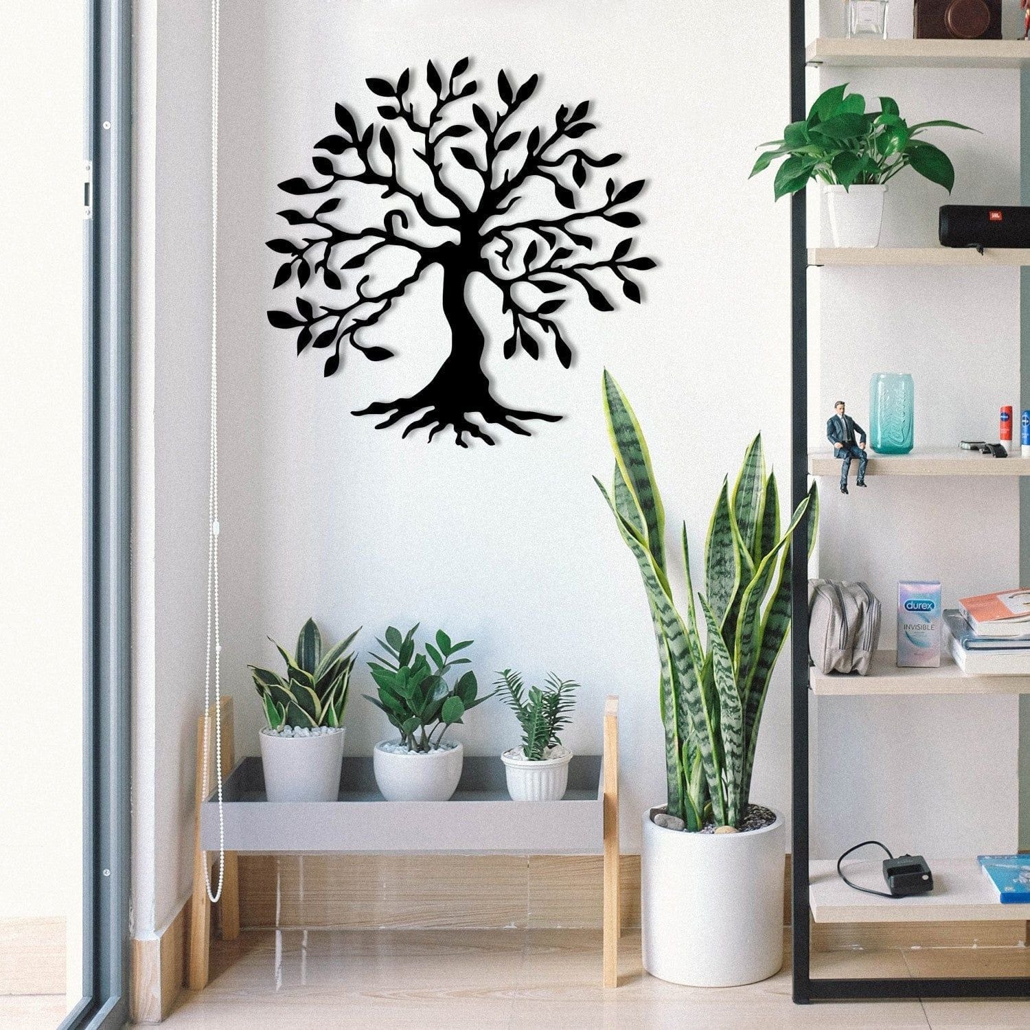 Decoratiune perete TREE METAL WALL, negru, metal, 60x60 cm