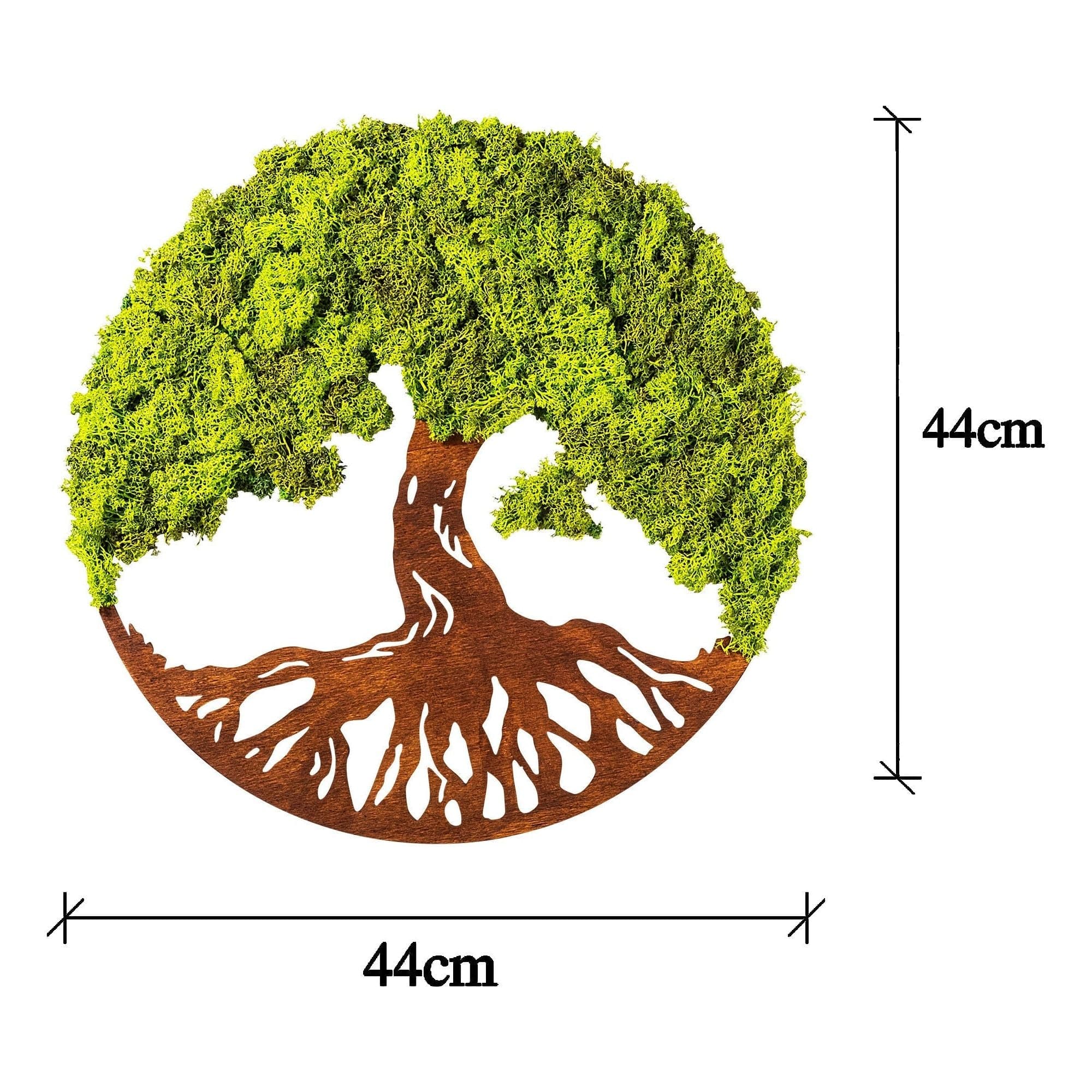 Decoratiune perete TREE OF LIFE 3, verde/maro, 44x1x44 cm