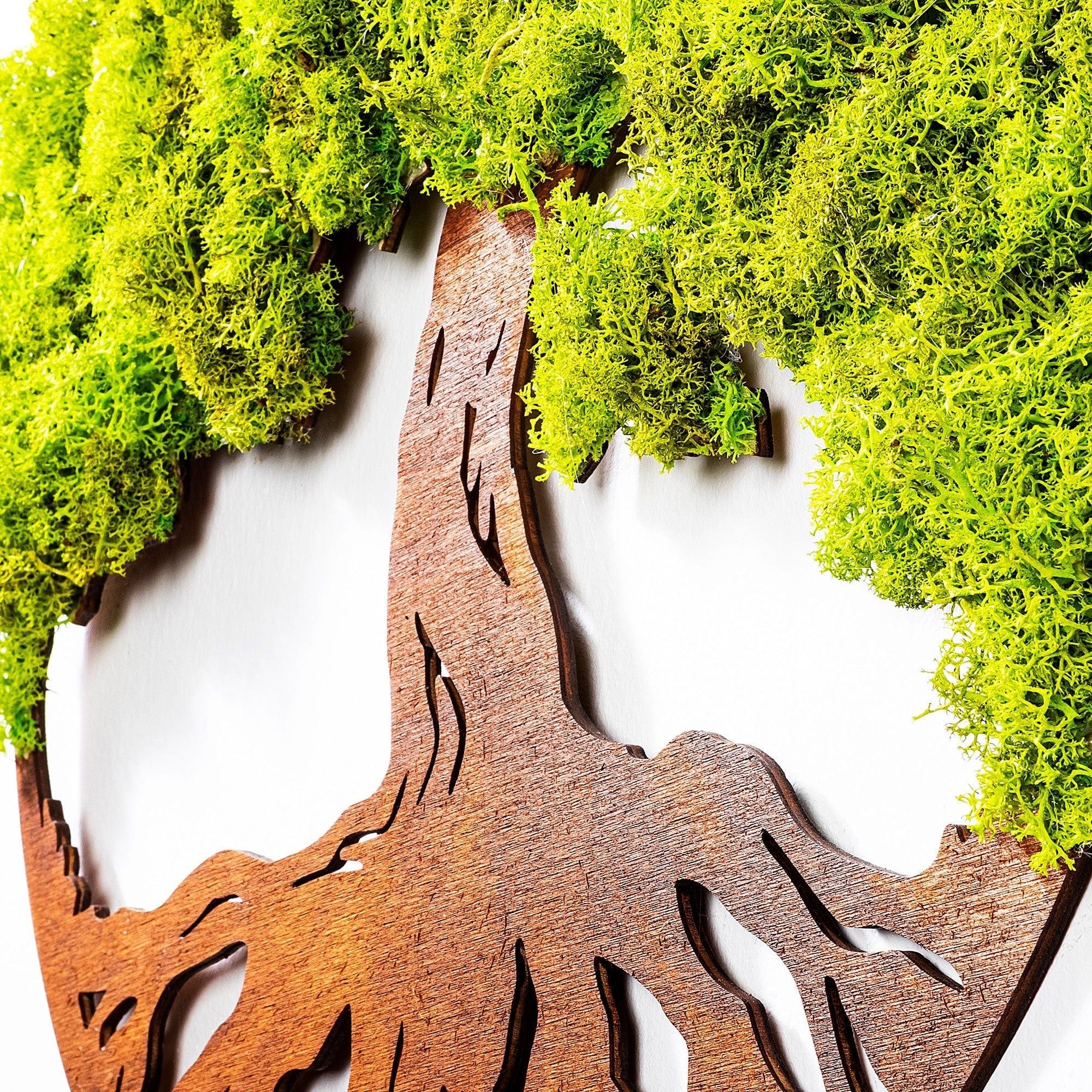 Decoratiune perete TREE OF LIFE 3, verde/maro, 44x1x44 cm