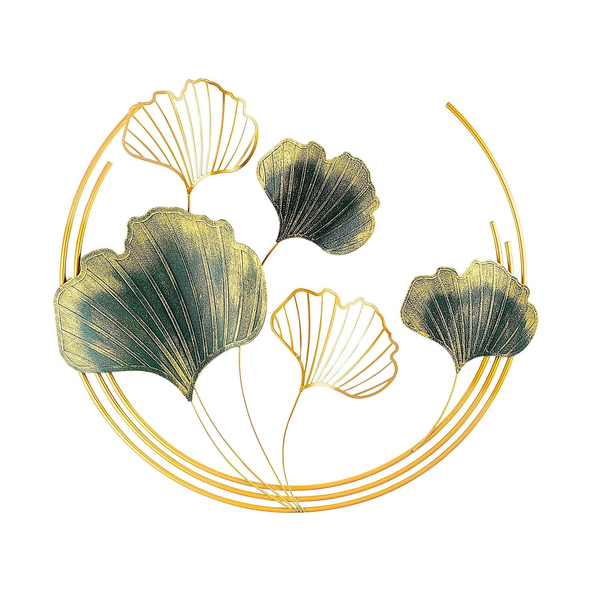 Decoratiune perete WEIFANG, auriu/verde, metal, 70x7x70 cm