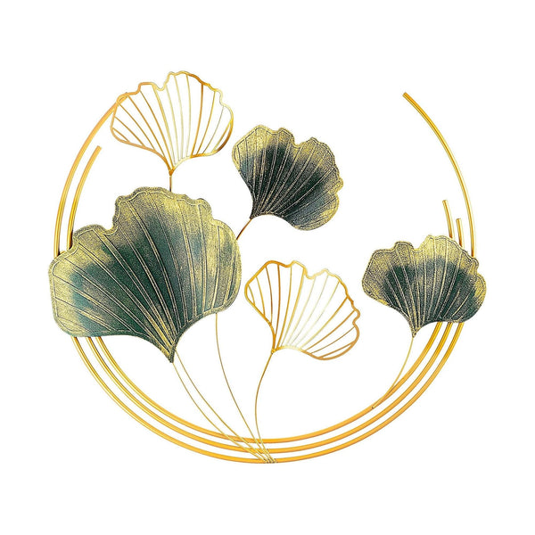 Decoratiune perete WEIFANG, auriu/verde, metal, 70x7x70 cm