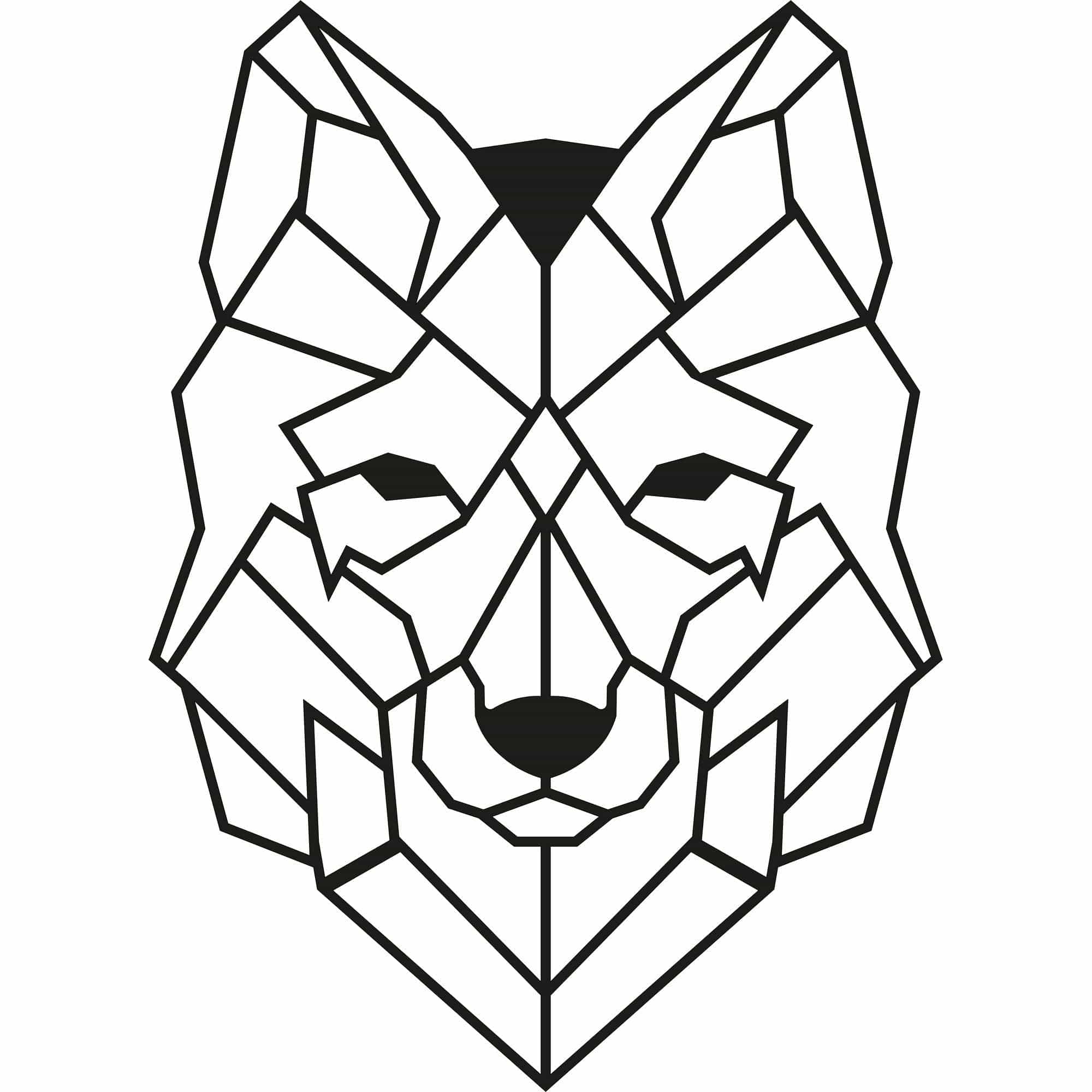 Decoratiune perete WOLF2, negru, metal, 41x57 cm