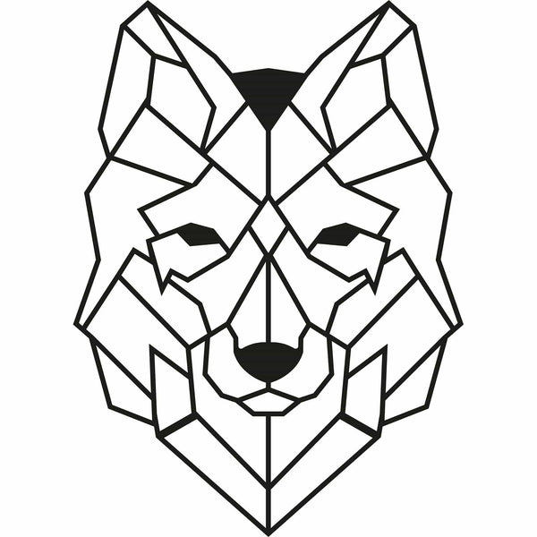 Decoratiune perete WOLF2, negru, metal, 41x57 cm