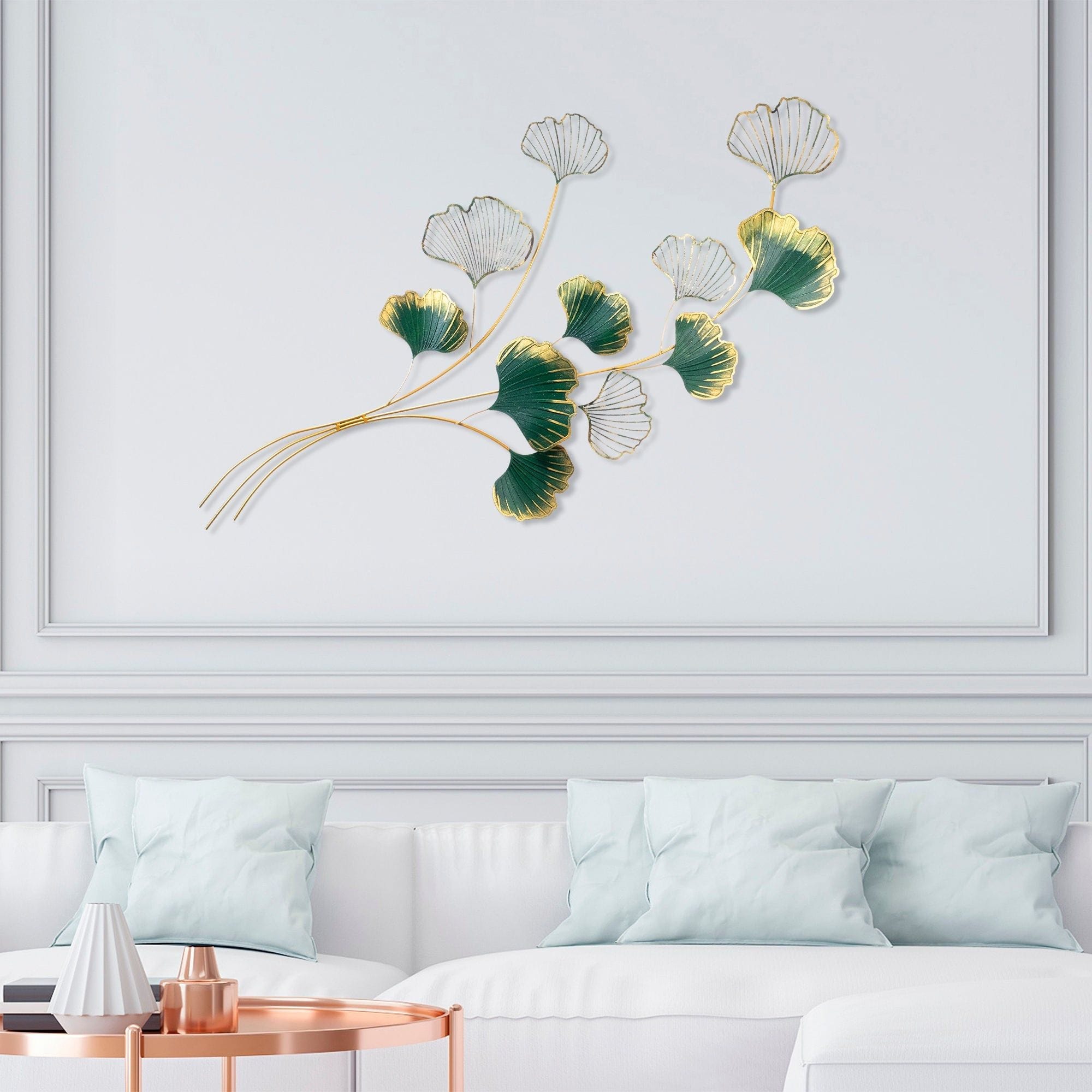 Decoratiune perete YIWU, verde/auriu, metal, 120x4x100 cm