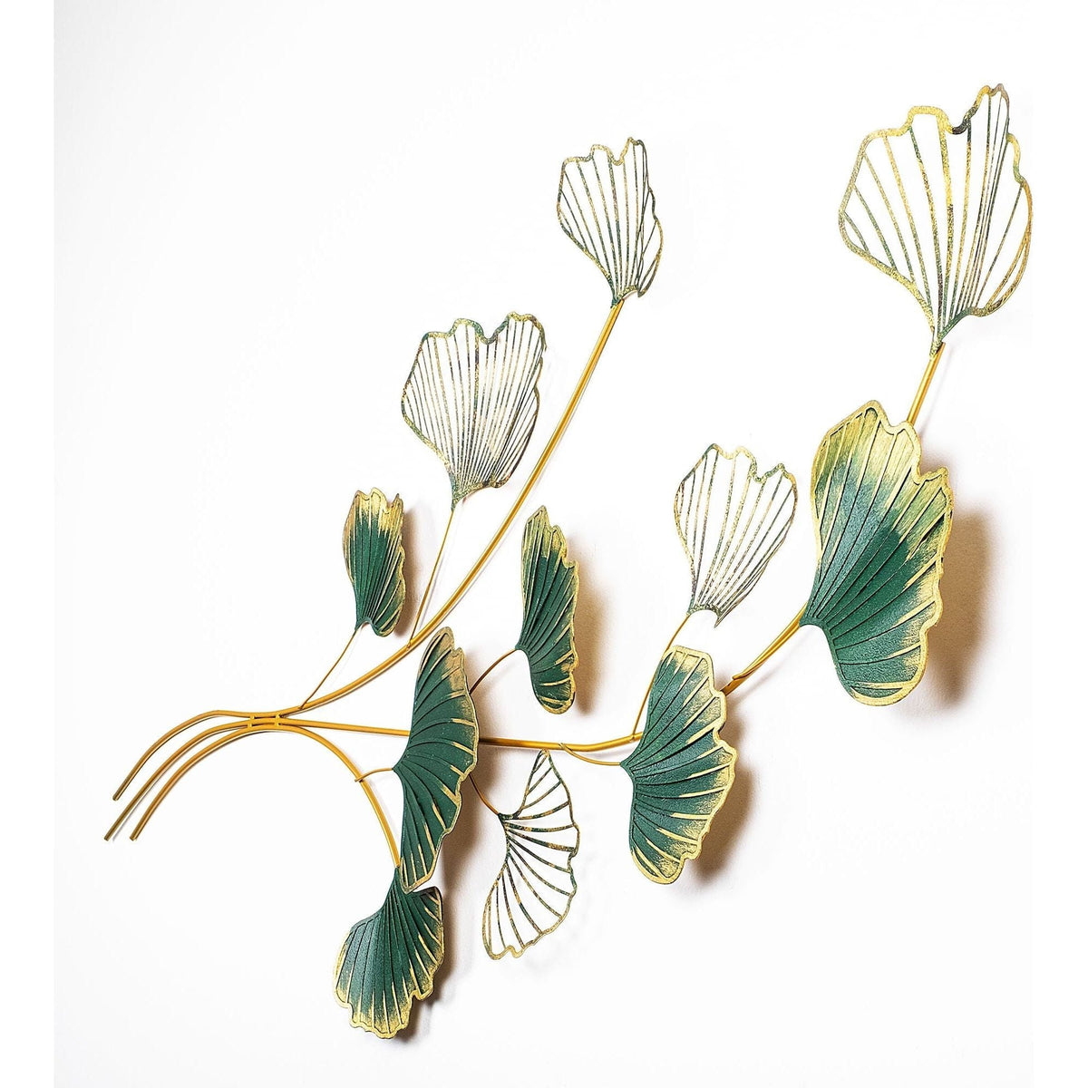 Decoratiune perete YIWU, verde/auriu, metal, 120x4x100 cm