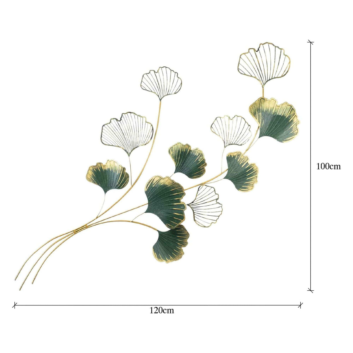 Decoratiune perete YIWU, verde/auriu, metal, 120x4x100 cm