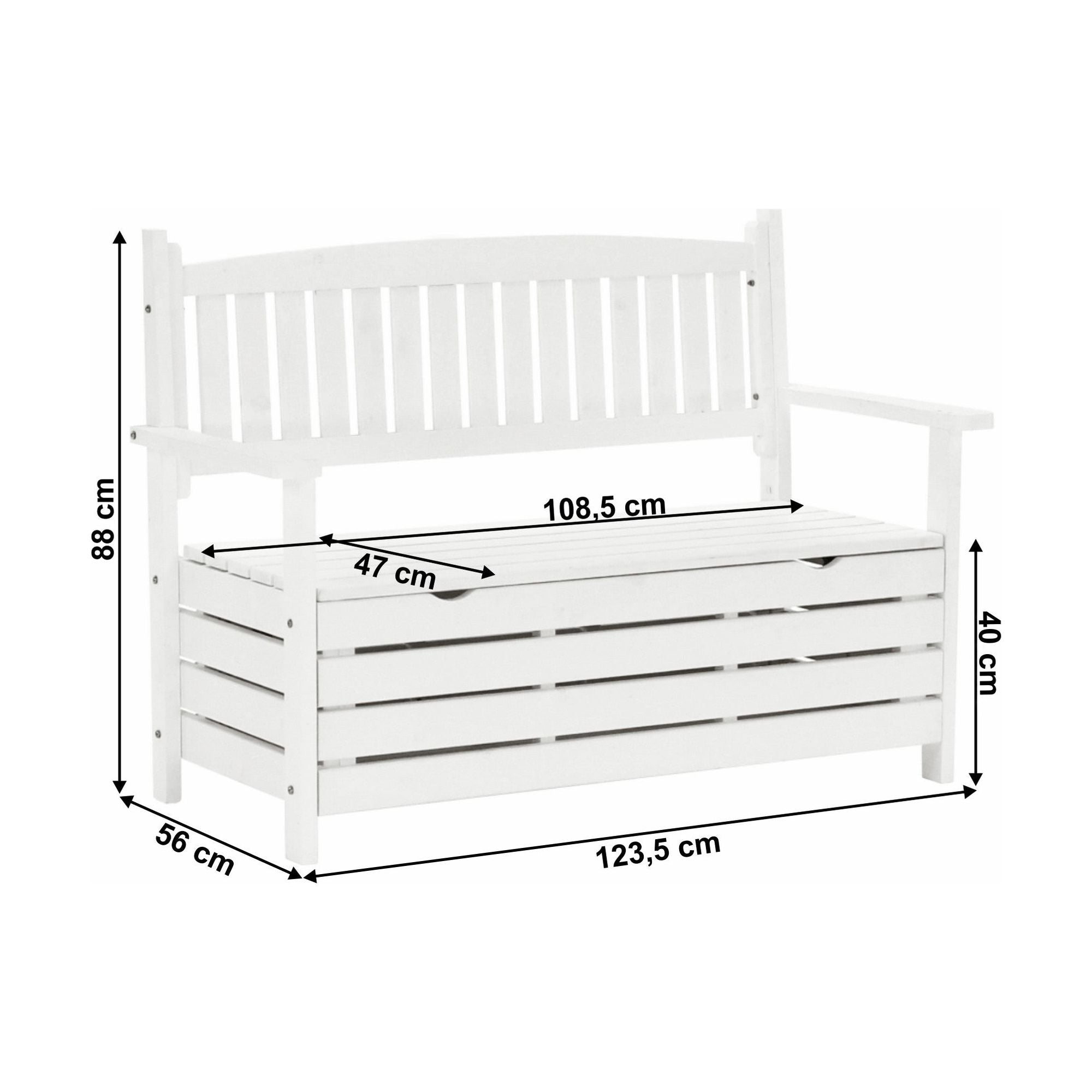 Banca gradina DILKA, alb, lemn, 124x58x88 cm