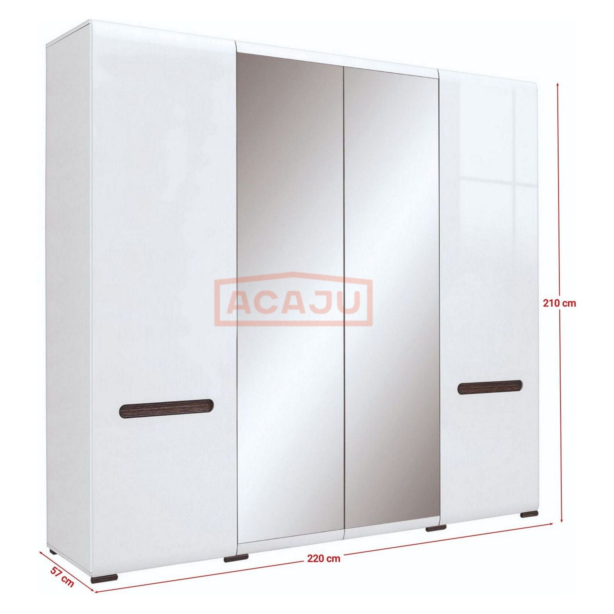 Dressing AZTECA TRIO, alb, PAL, cu 4 usi, 220x57x210 cm