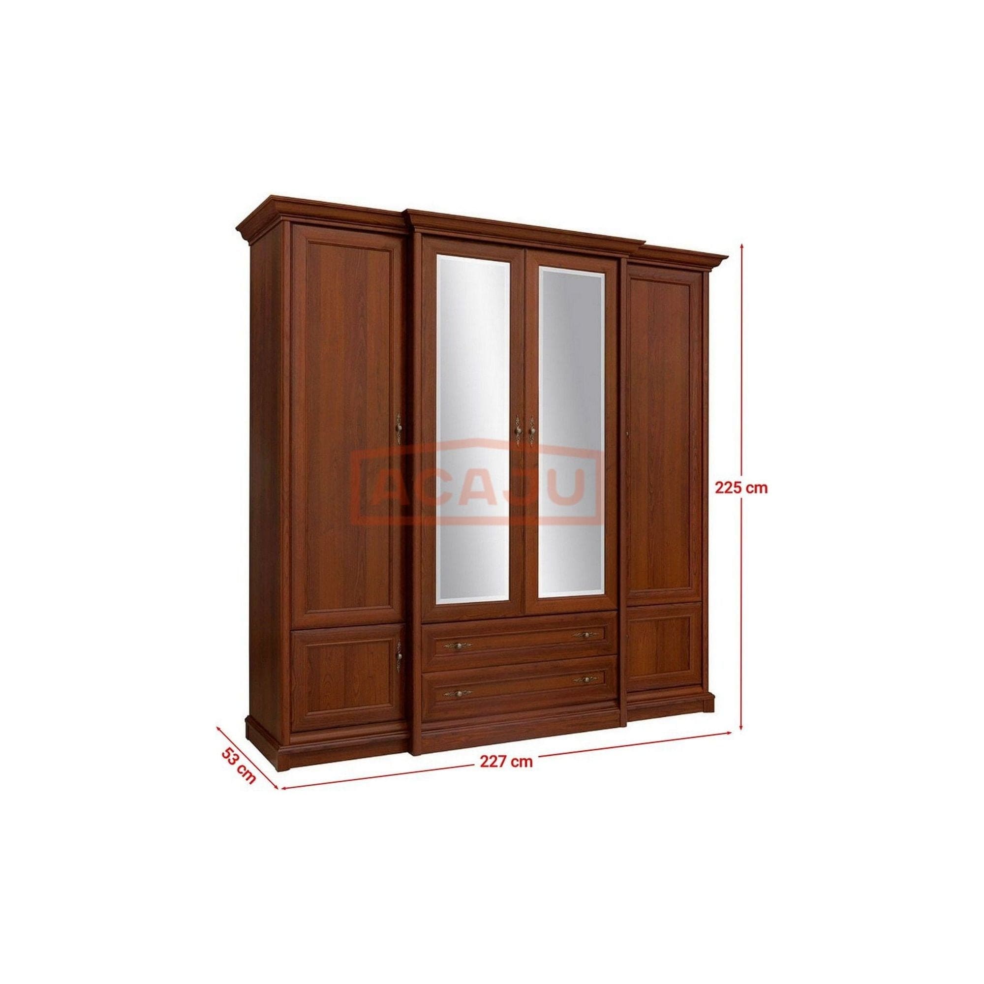 Dressing KENT, nuc, PAL, cu 6 usi si 2 sertare, 227x53x225 cm