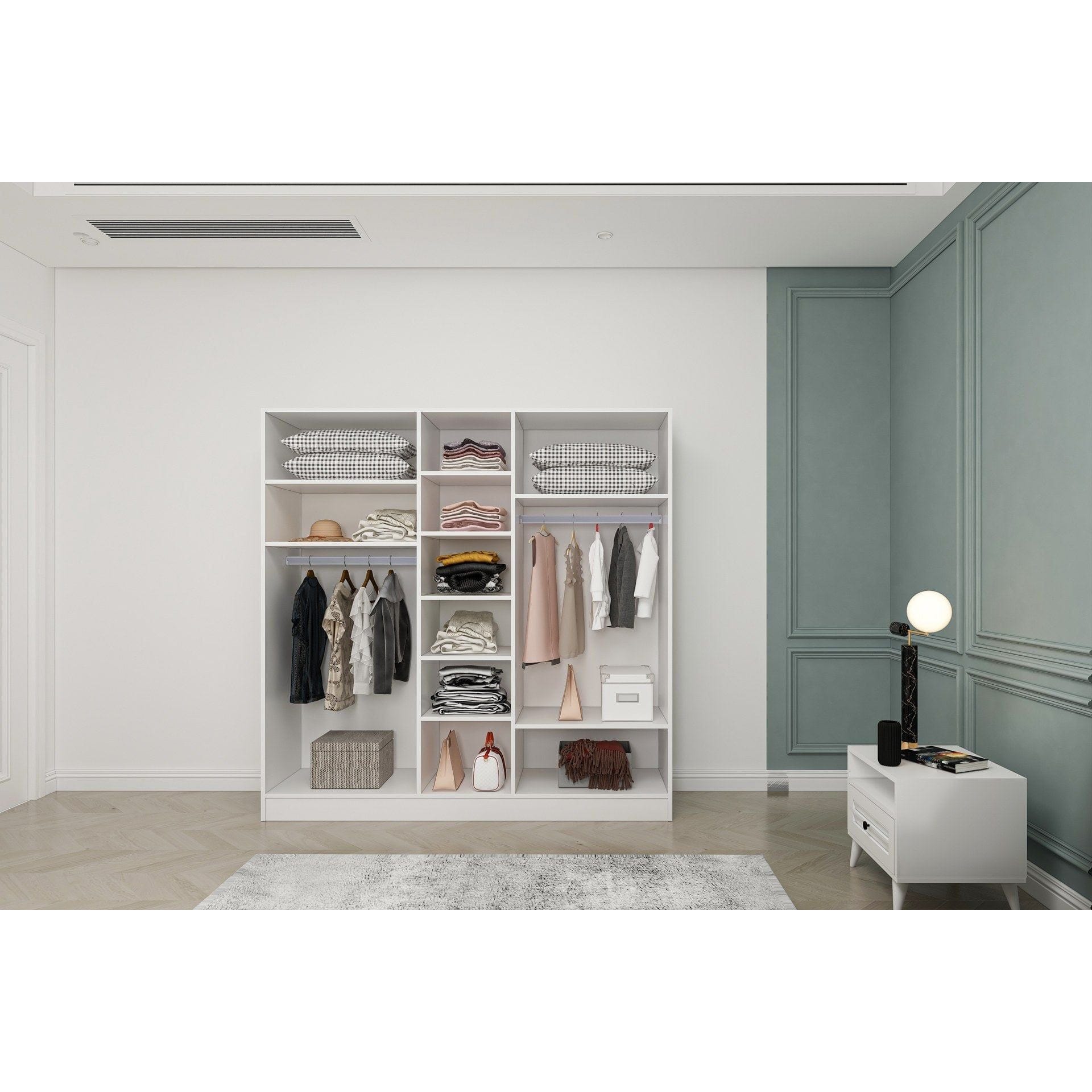 Dressing NIL 10, alb, PAL melaminat, cu 5 usi, 215x58x210 cm
