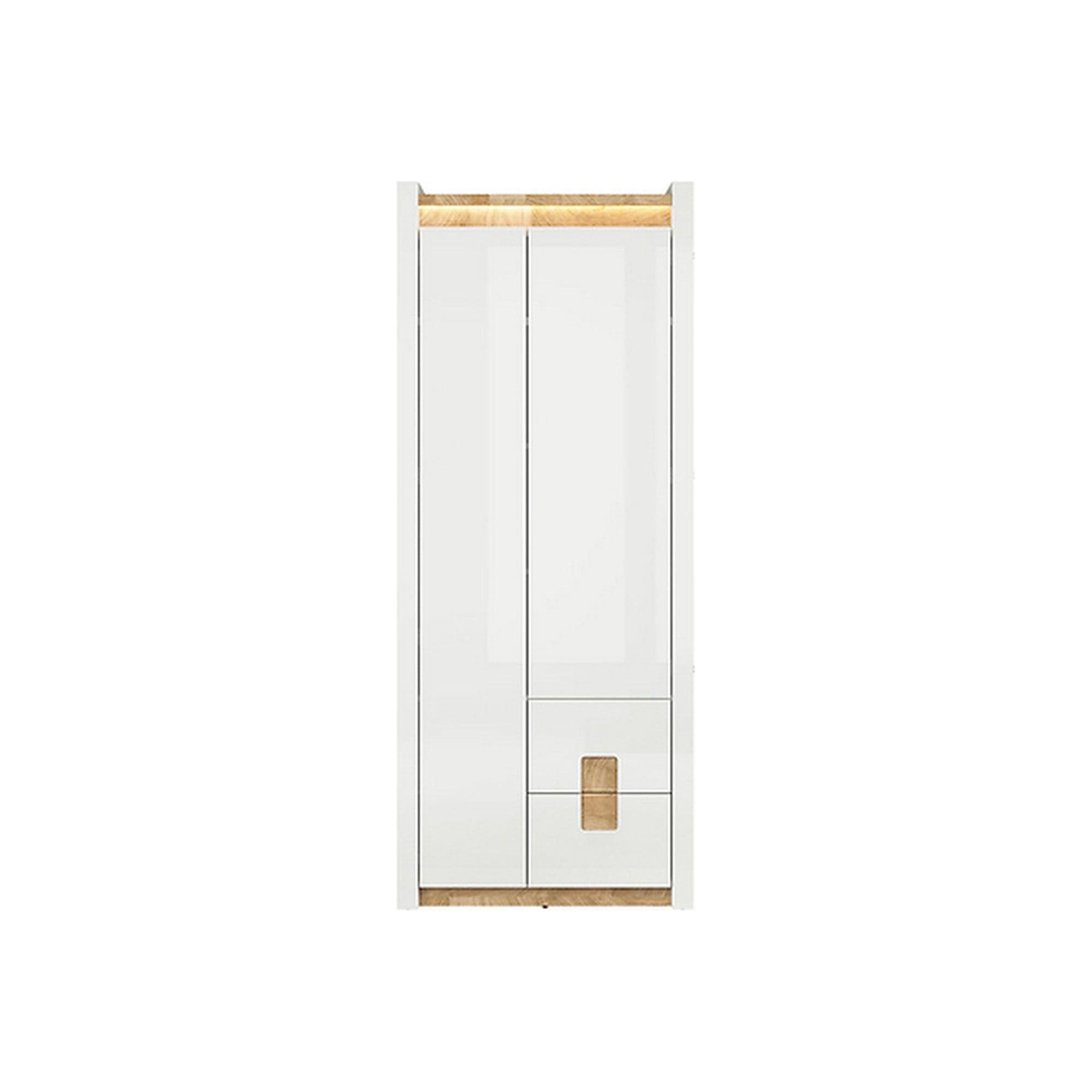 Dulap ALAMEDA, alb/stejar auriu, PAL, cu 2 usi si 2 sertare, 82x37x202 cm