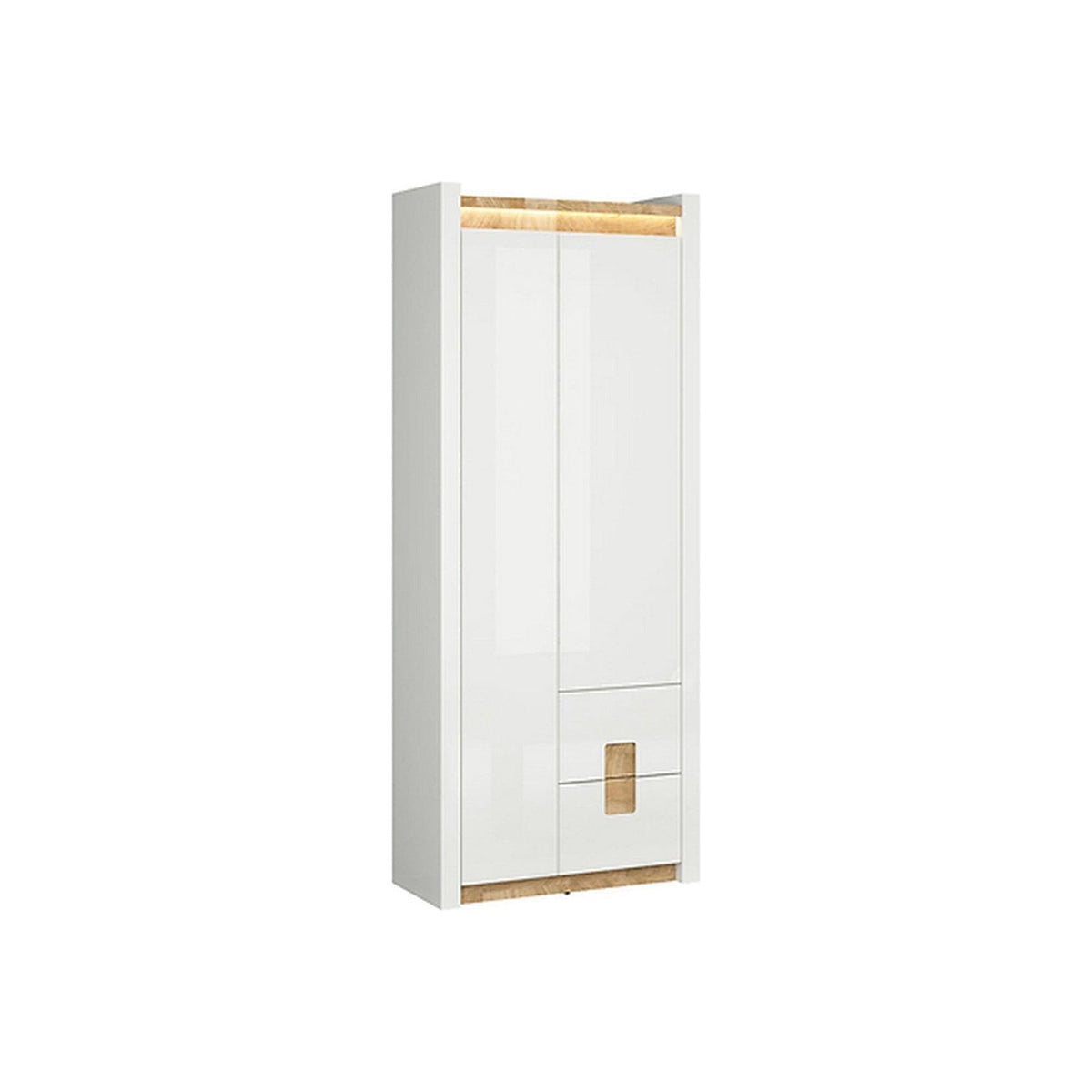 Dulap ALAMEDA, alb/stejar auriu, PAL, cu 2 usi si 2 sertare, 82x37x202 cm
