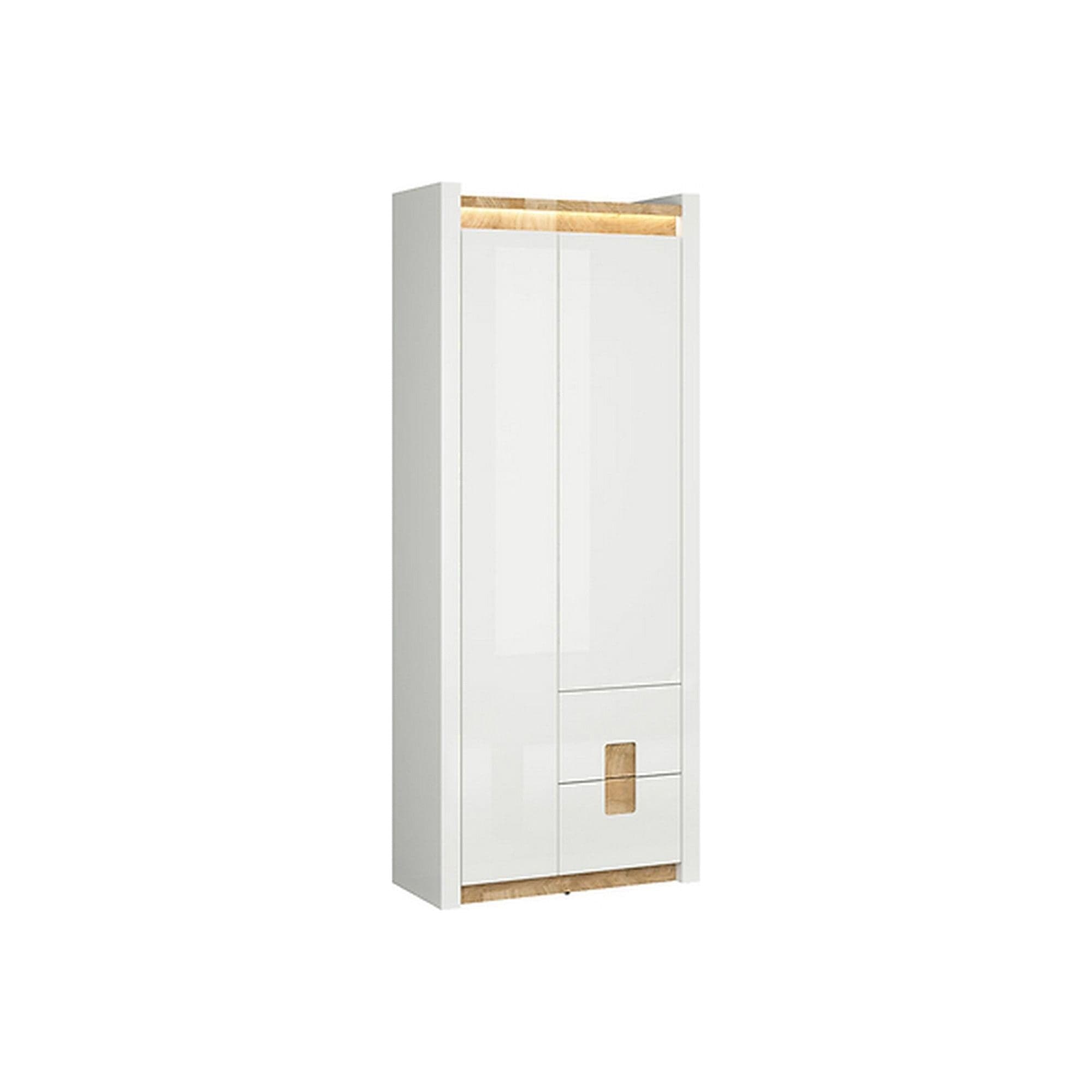 Dulap ALAMEDA, alb/stejar auriu, PAL, cu 2 usi si 2 sertare, 82x37x202 cm