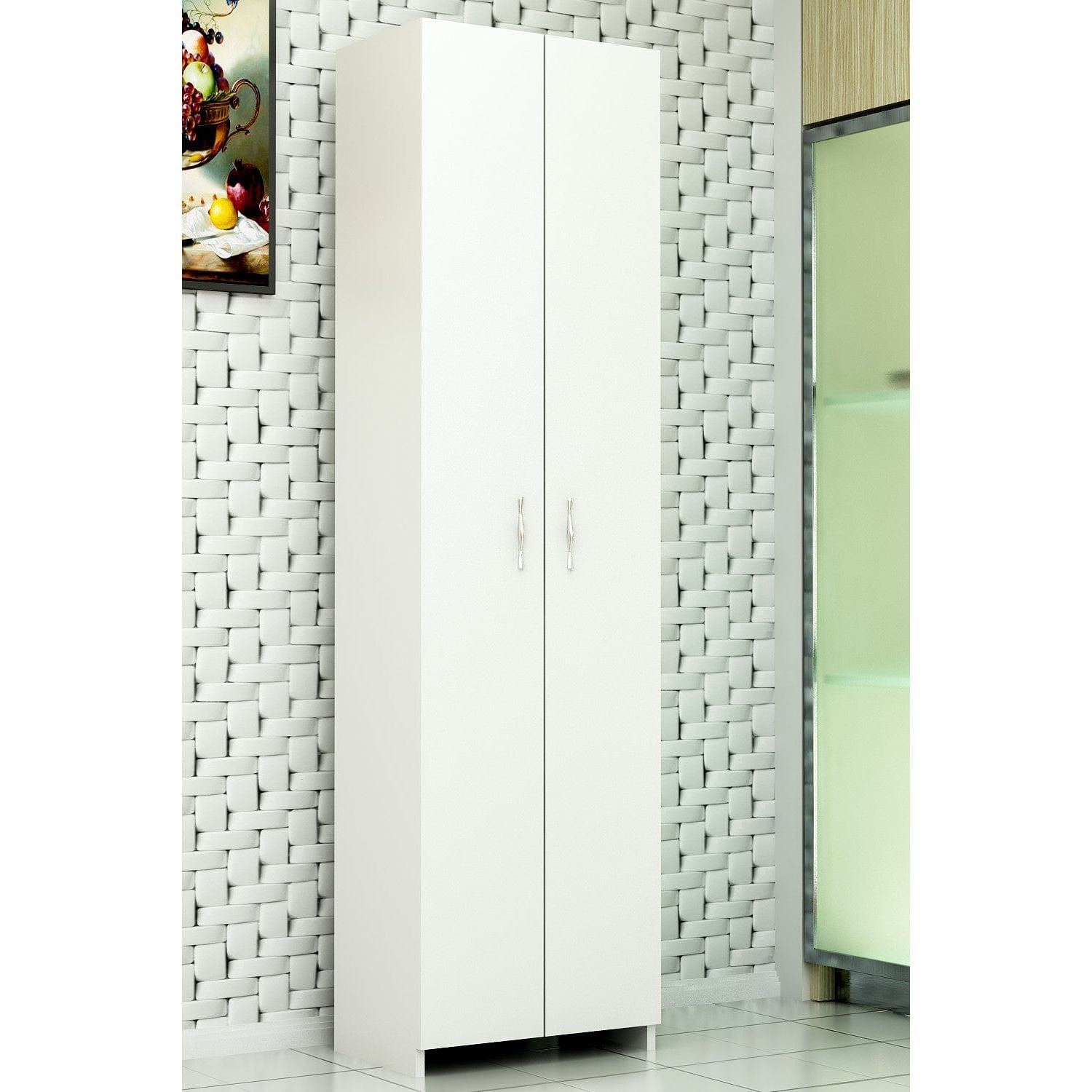 Dulap ATLANTIS, alb, PAL melaminat, cu 2 usi, 49x30x182 cm