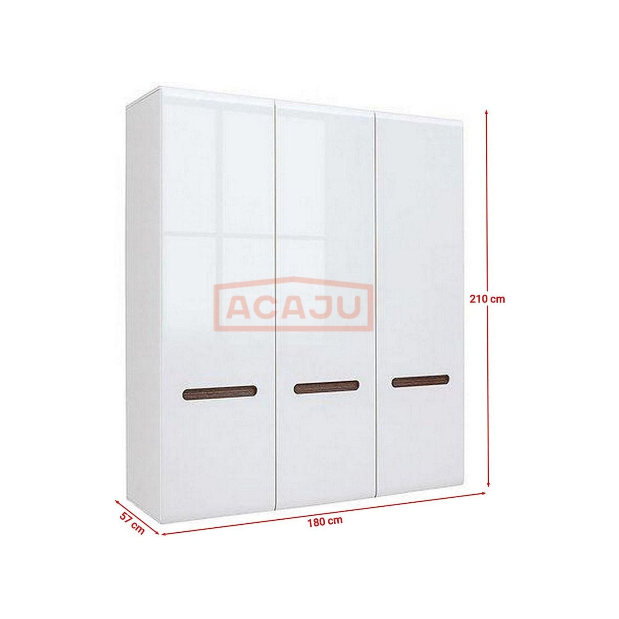 Dulap AZTECA TRIO, alb, cu 3 usi, 180x57x210 cm