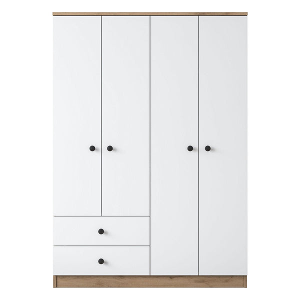 Dulap BA108-2067, alb/nuc, PAL melaminat, cu 4 usi si 2 sertare, 120x43x170 cm