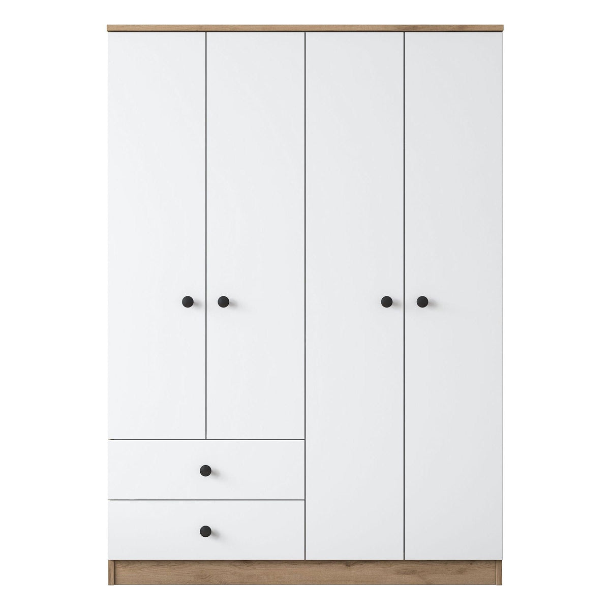 Dulap BA108-2067, alb/nuc, PAL melaminat, cu 4 usi si 2 sertare, 120x43x170 cm