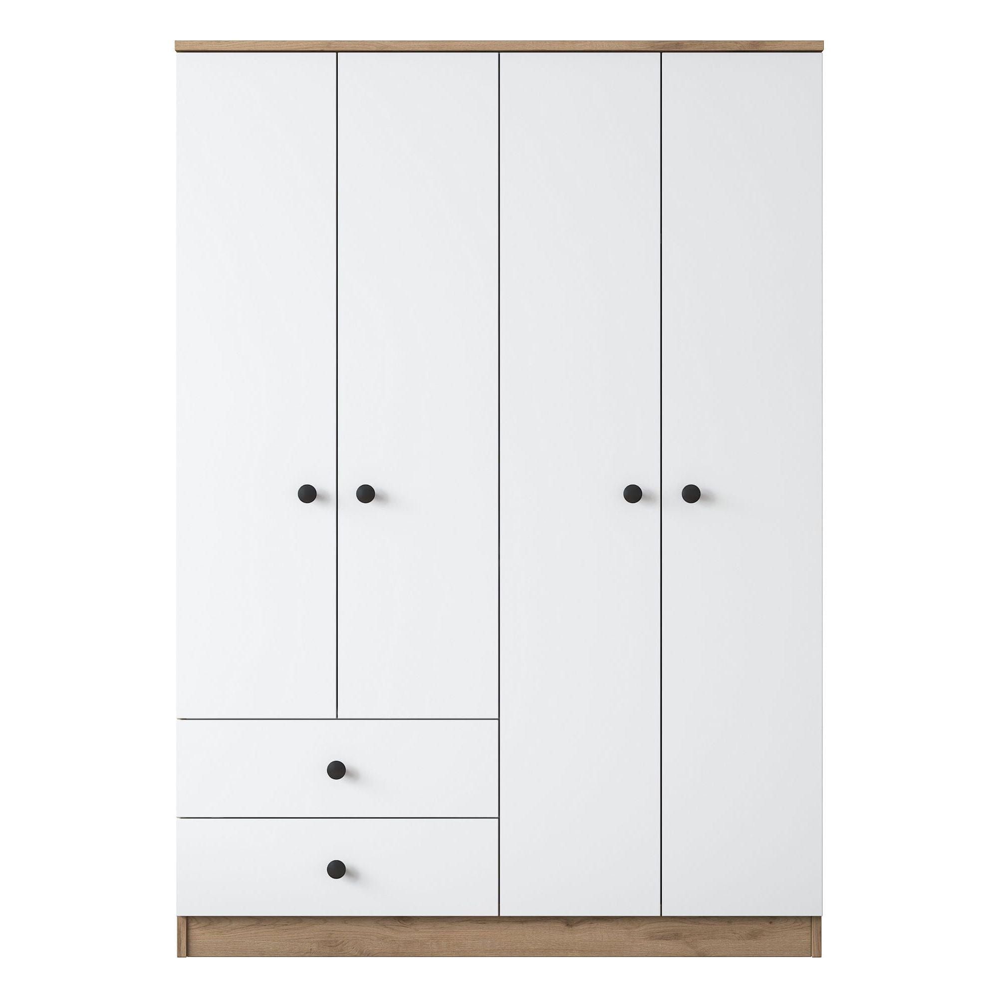 Dulap BA108-2067, alb/nuc, PAL melaminat, cu 4 usi si 2 sertare, 120x43x170 cm