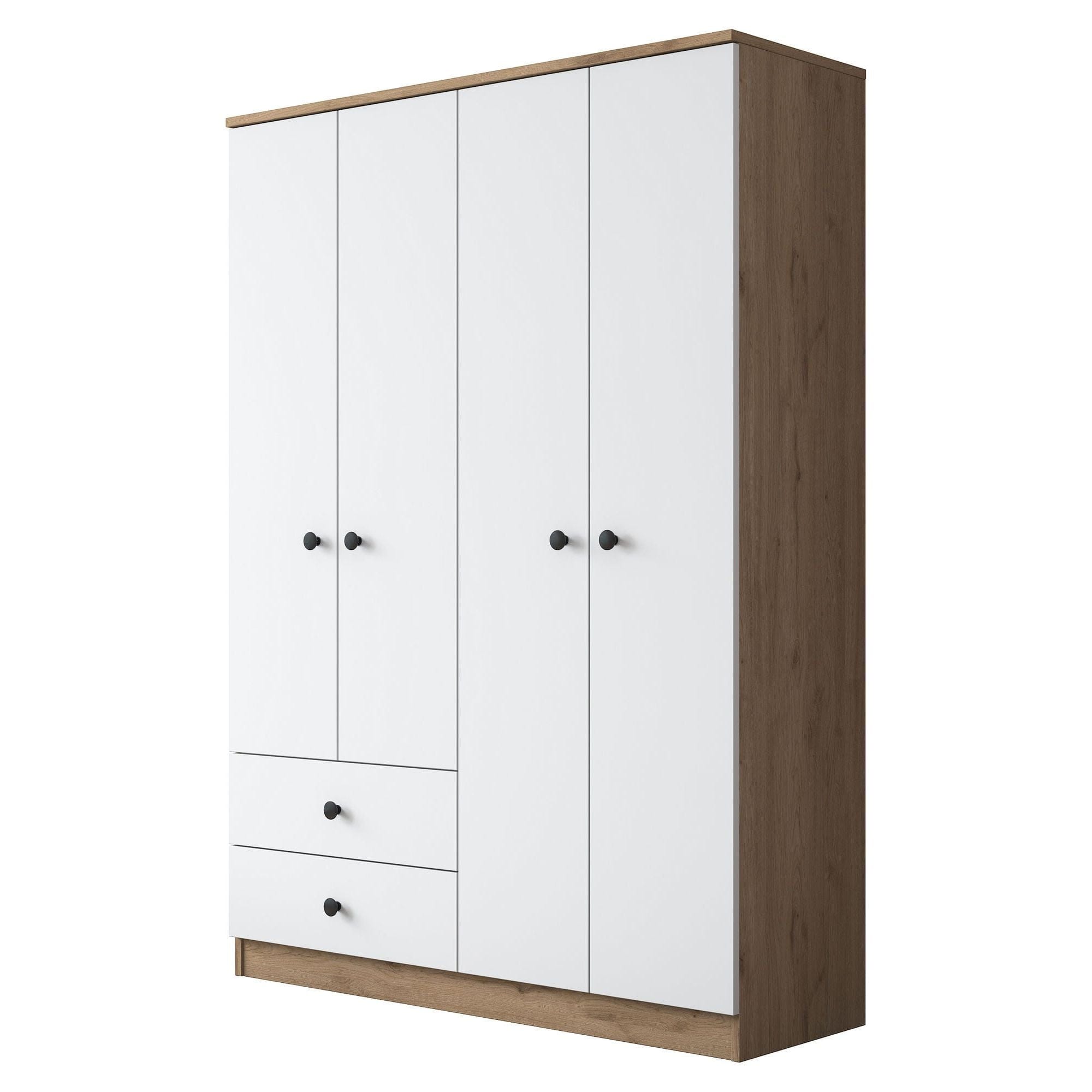 Dulap BA108-2067, alb/nuc, PAL melaminat, cu 4 usi si 2 sertare, 120x43x170 cm