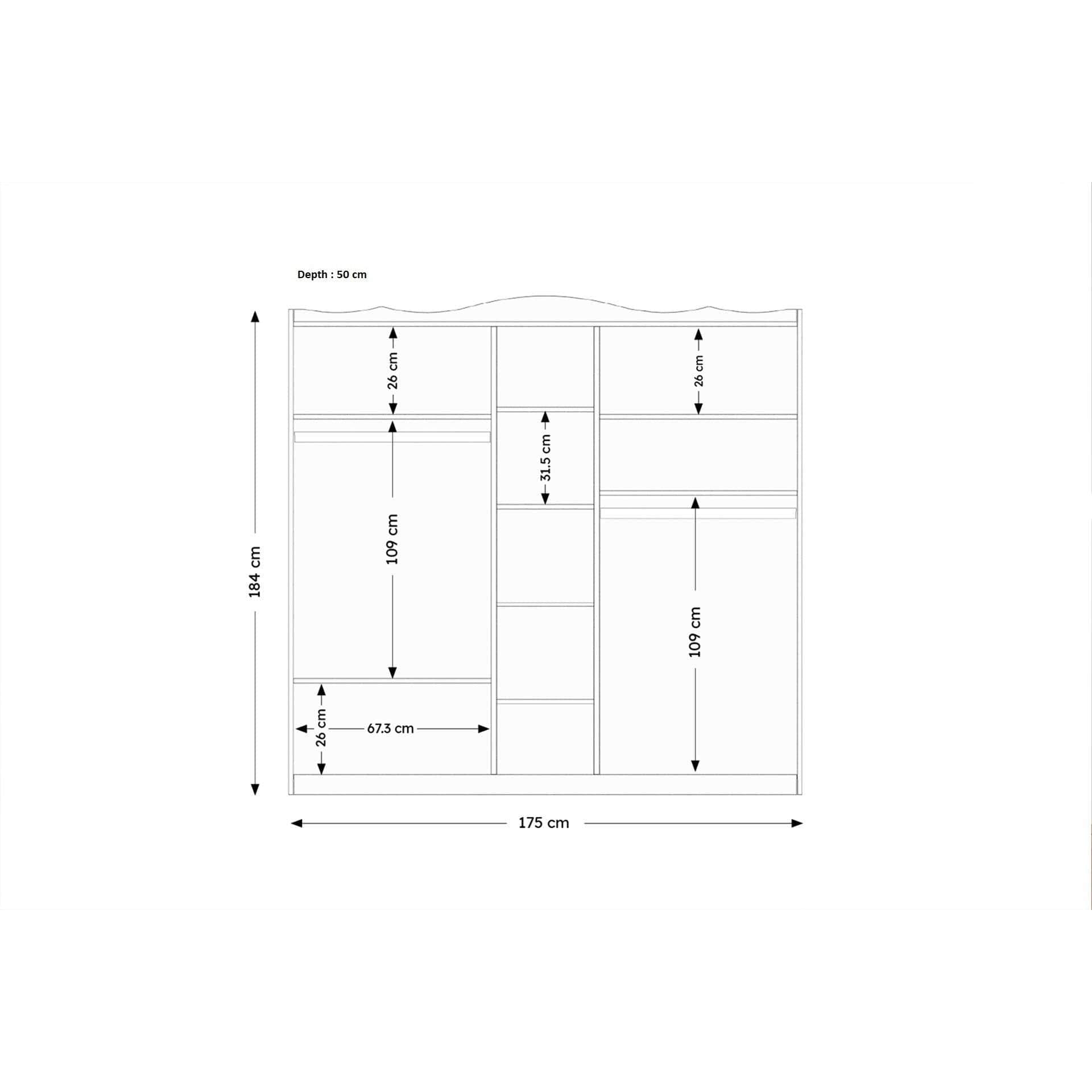 Dulap BAHAR 605, alb, PAL melaminat, cu 5 usi, 175x50x188 cm