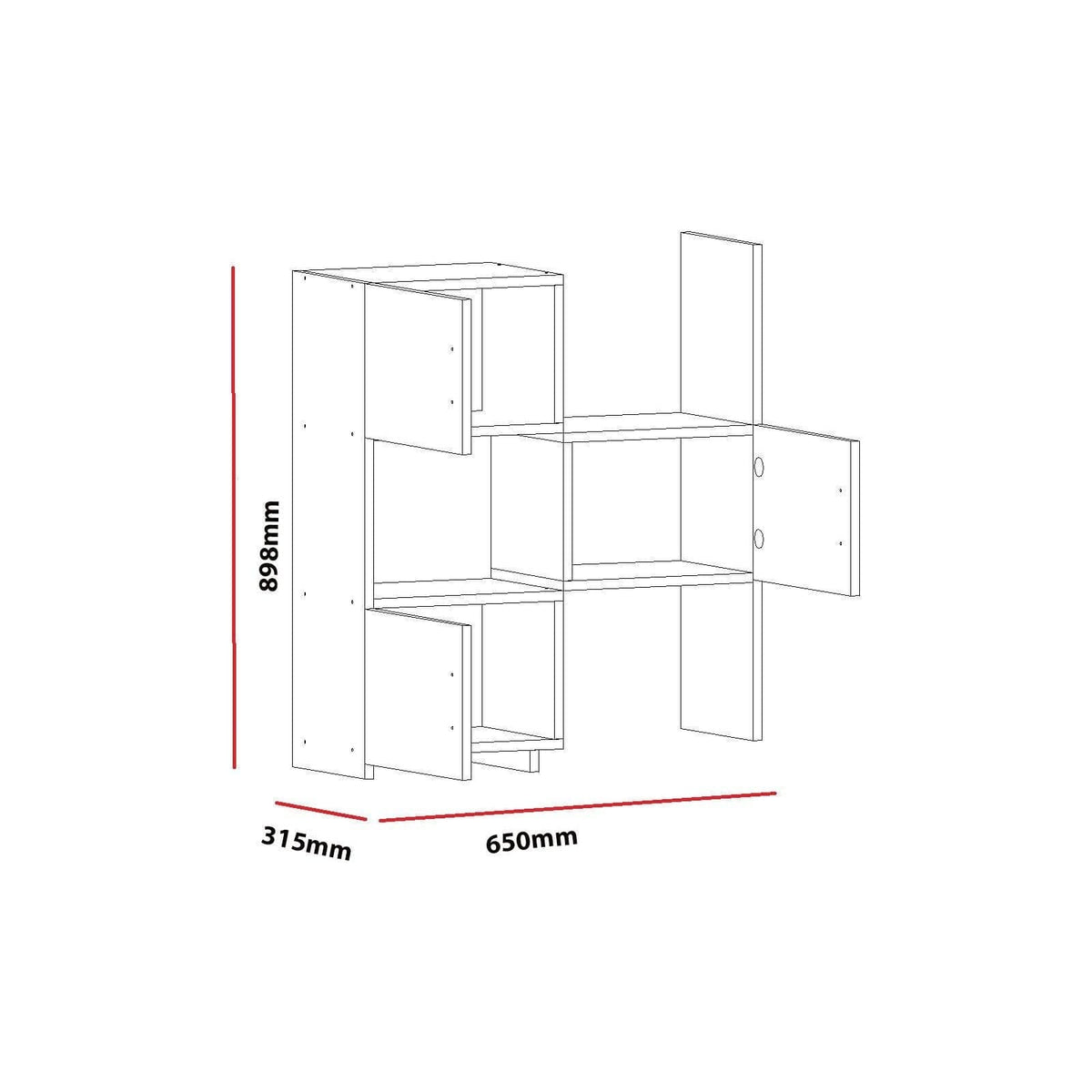 Dulap baie ANNA, alb, PAL melaminat, cu 3 usi, 65x32x90 cm