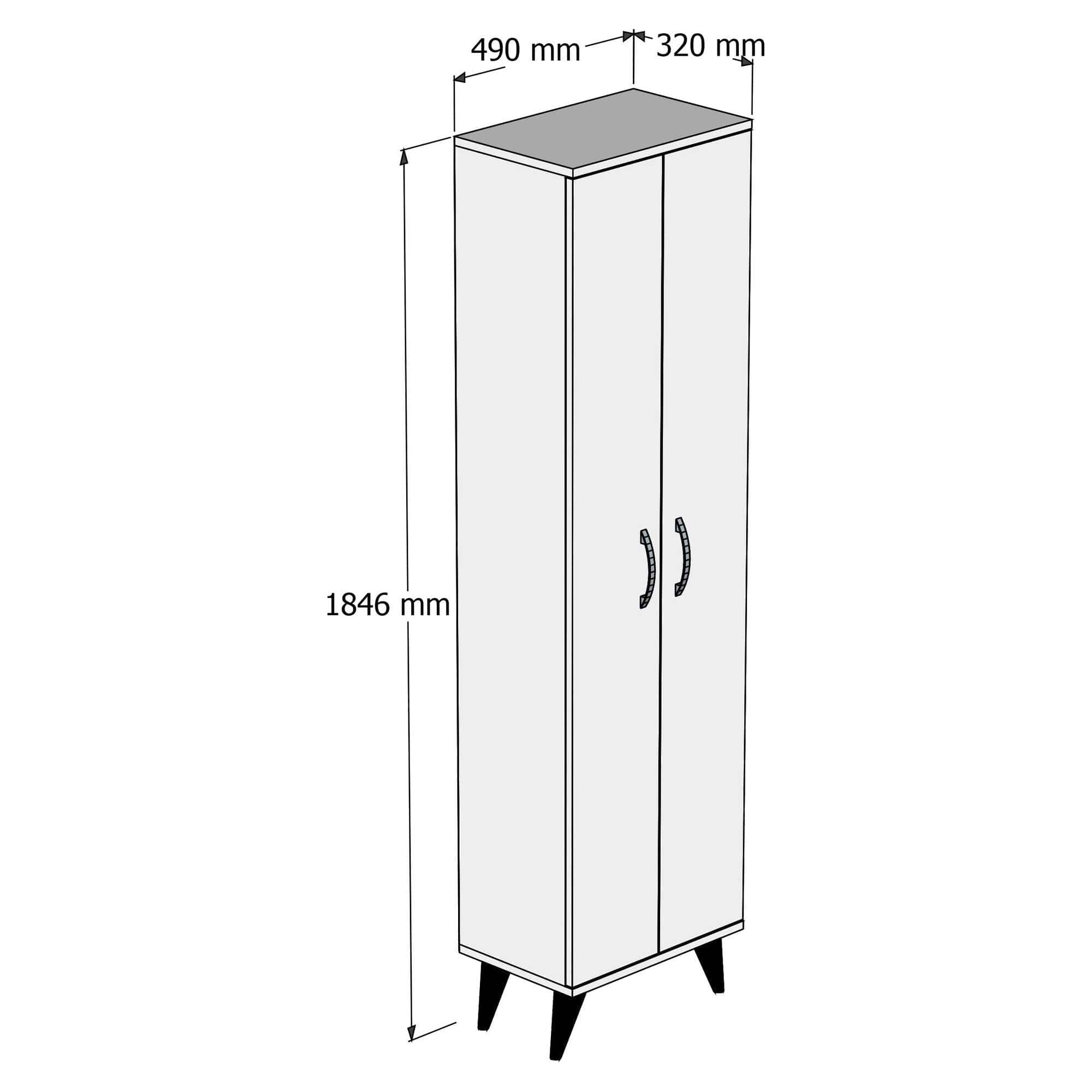 Dulap baie BDL0102, stejar, PAL melaminat, cu 2 usi, 49x32x185 cm