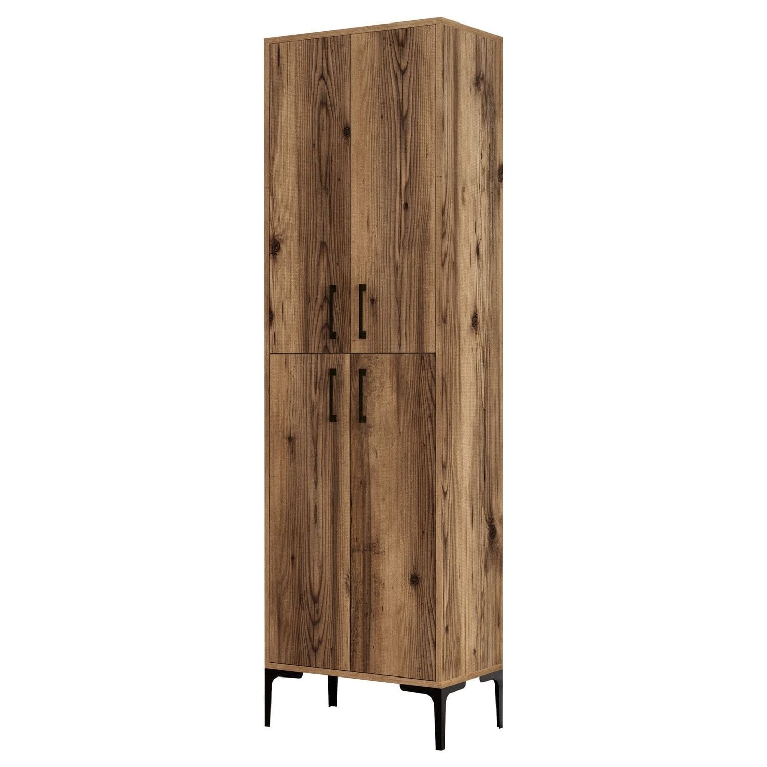 Dulap baie Berlin A, nuc, PAL melaminat/metal, cu 4 usi, 60x35x200 cm