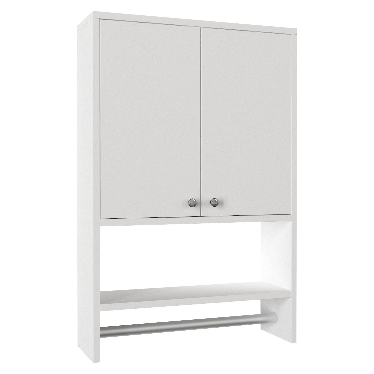 Dulap baie VIRA, alb, PAL melaminat, cu 2 usi, 59x20x90 cm