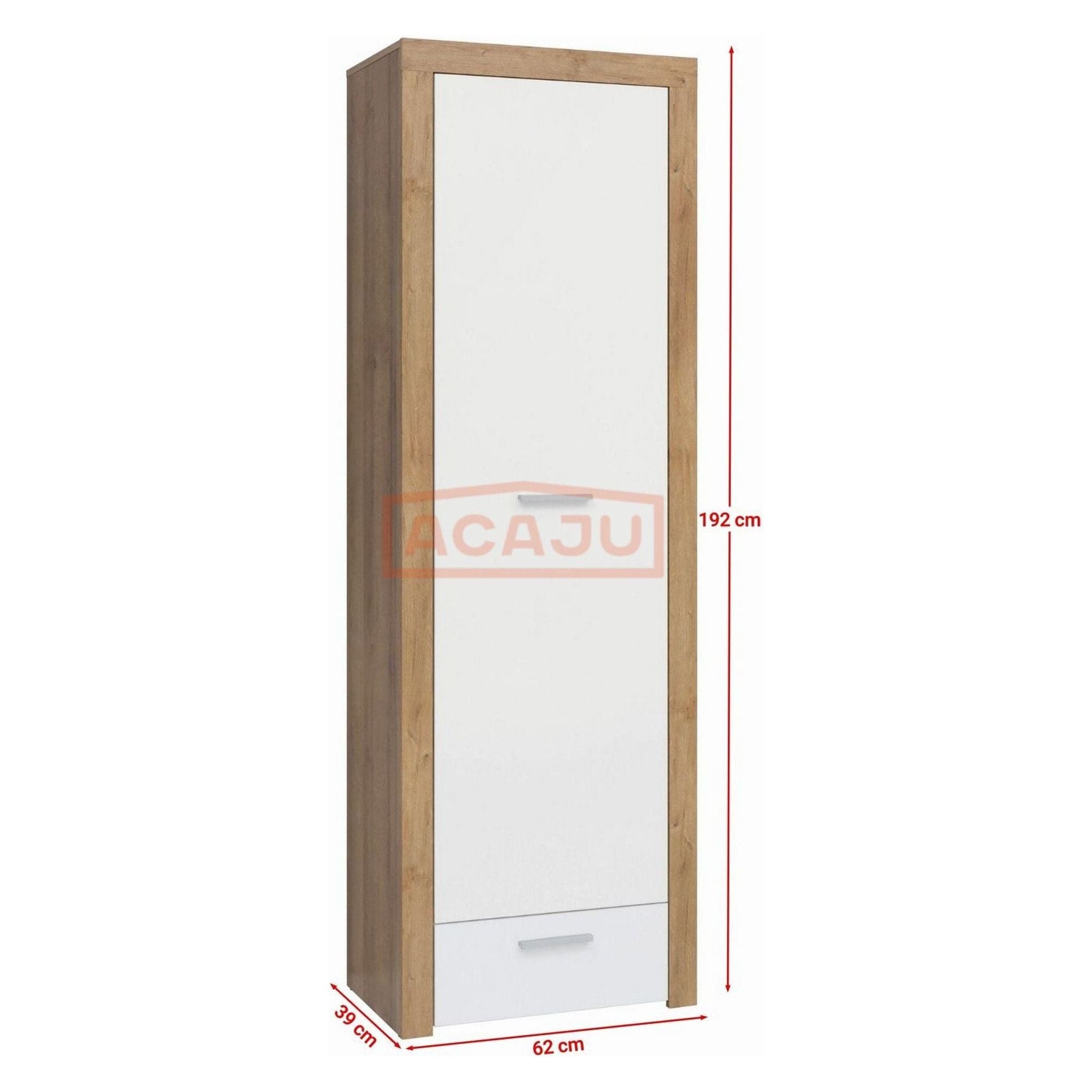 Dulap BALDER, alb/stejar sonoma, PAL, cu o usa, 62x39x192 cm