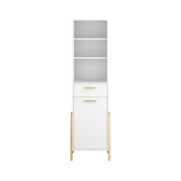 Dulap BELLE, alb/stejar auriu, PAL laminat, cu o usa si un sertar, 96x55x197 cm