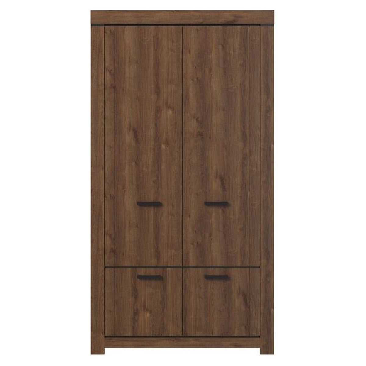 Dulap BRASS, stejar brun, PAL laminat, cu 4 usi, 112x60x210 cm