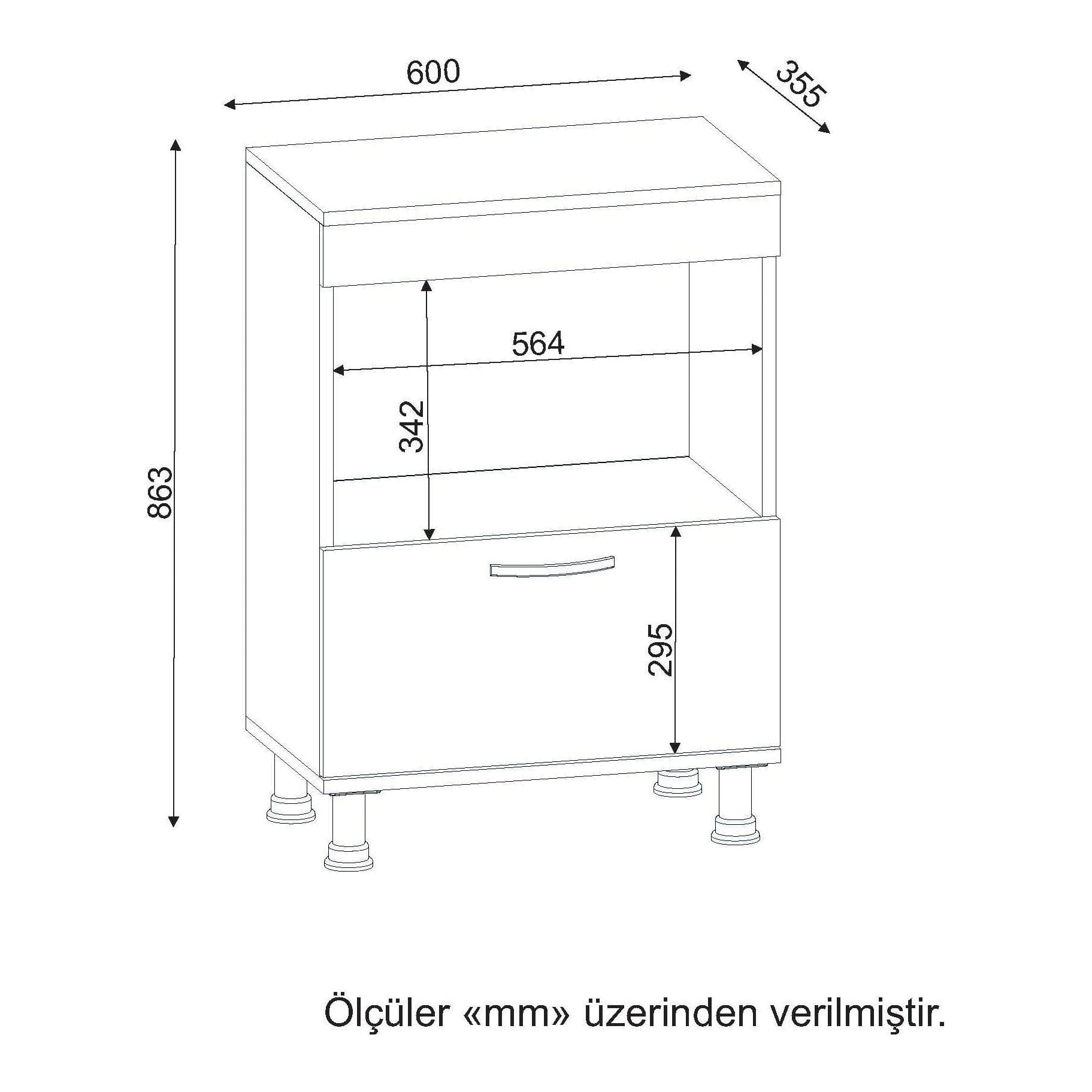 Dulap bucatarie MERKUR, alb, PAL melaminat, 60x36x86 cm