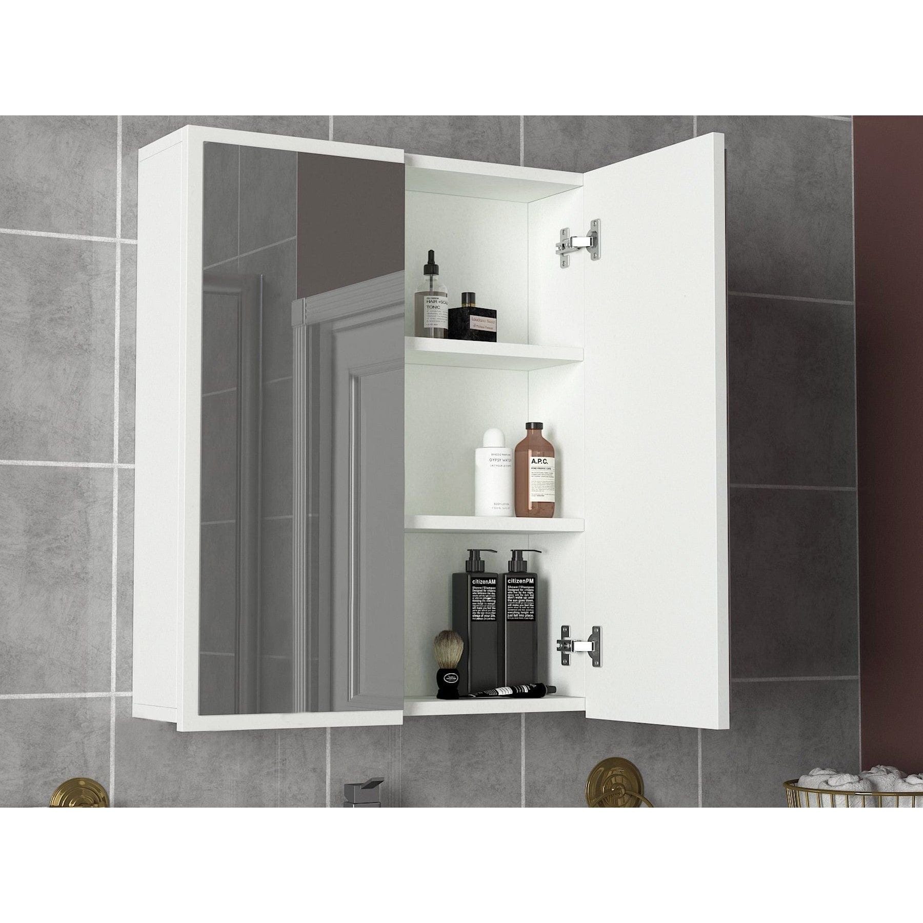 Dulap de baie KAYLA, alb, PAL melaminat, cu 2 usi, 60x17x78 cm