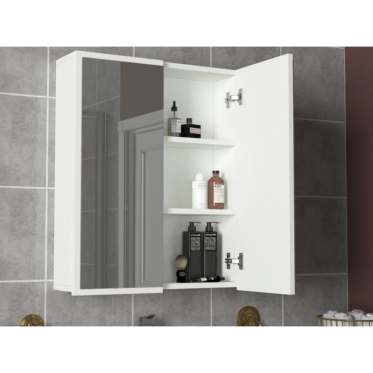 Dulap de baie KAYLA, alb, PAL melaminat, cu 2 usi, 60x17x78 cm