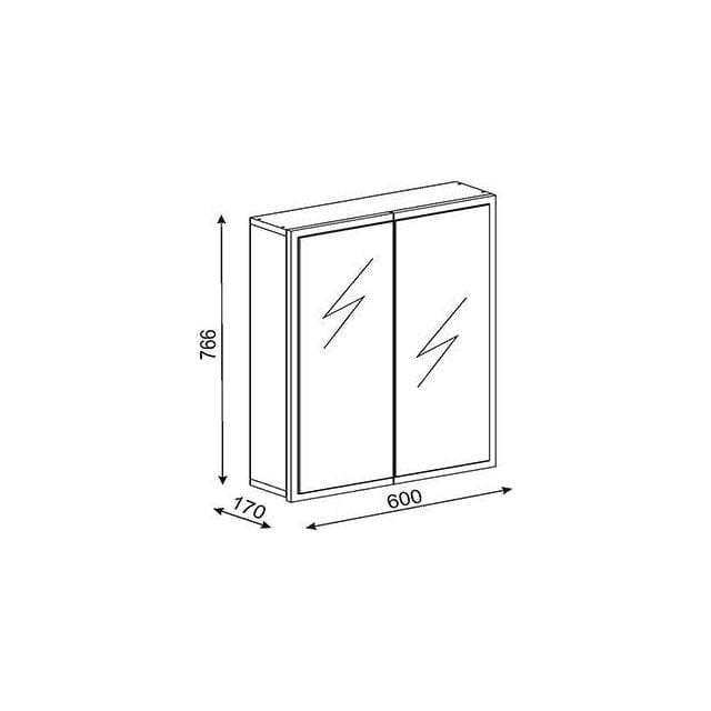 Dulap de baie KAYLA, alb, PAL melaminat, cu 2 usi, 60x17x78 cm