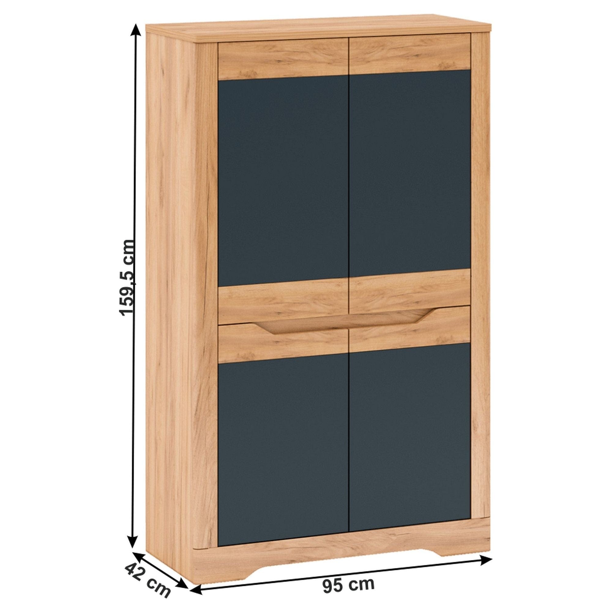 Dulap FIDEL, stejar artisan/gri grafit, DTD laminat, cu 4 usi, 95x42x160 cm